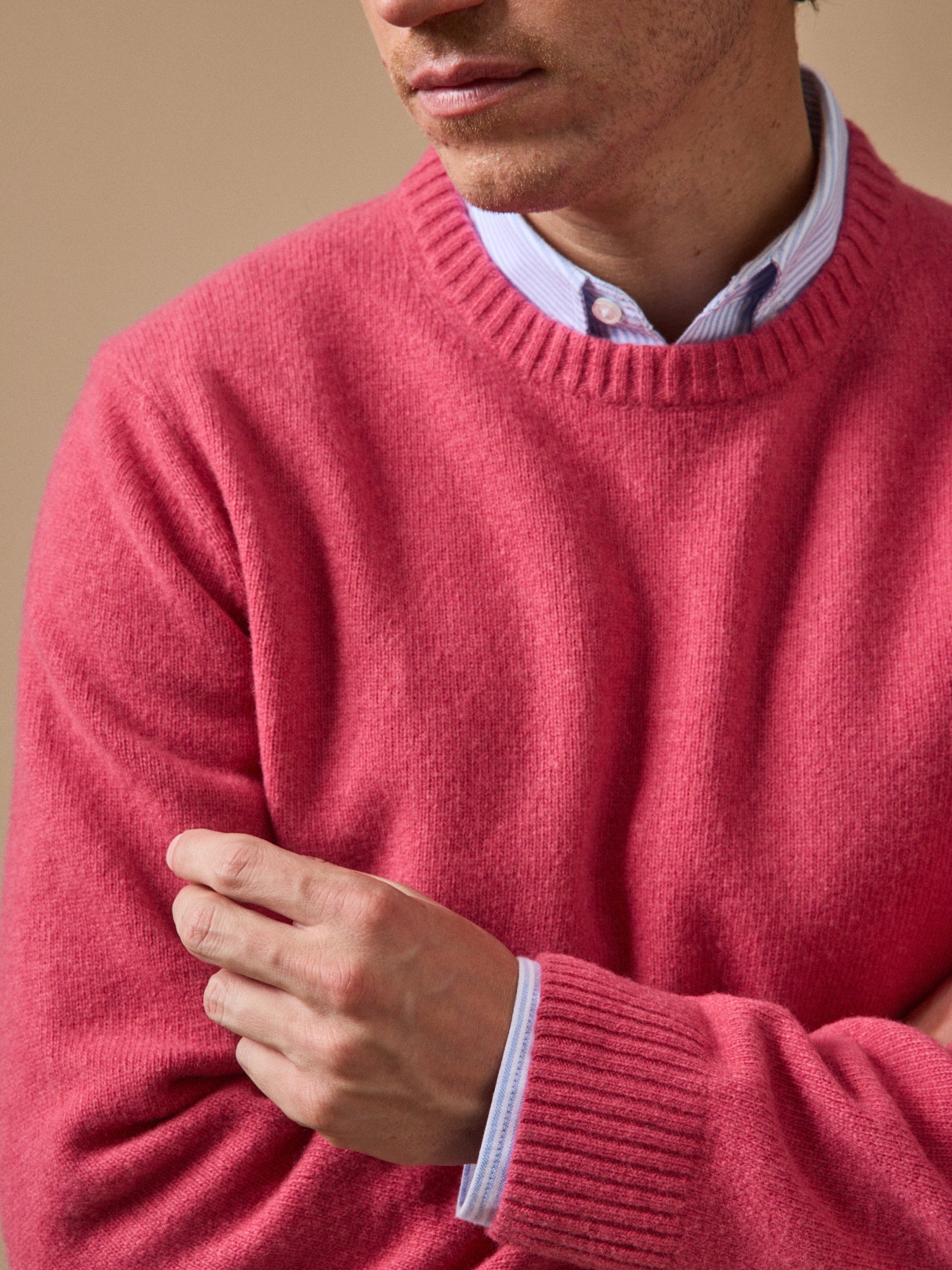 Herrenpullover mit rundem Halsausschnitt aus Wollmischung