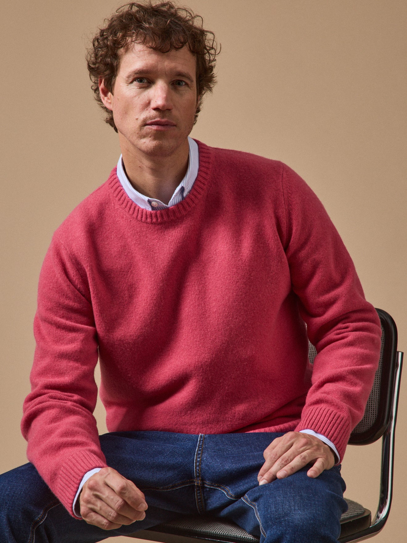 Herrenpullover mit rundem Halsausschnitt aus Wollmischung