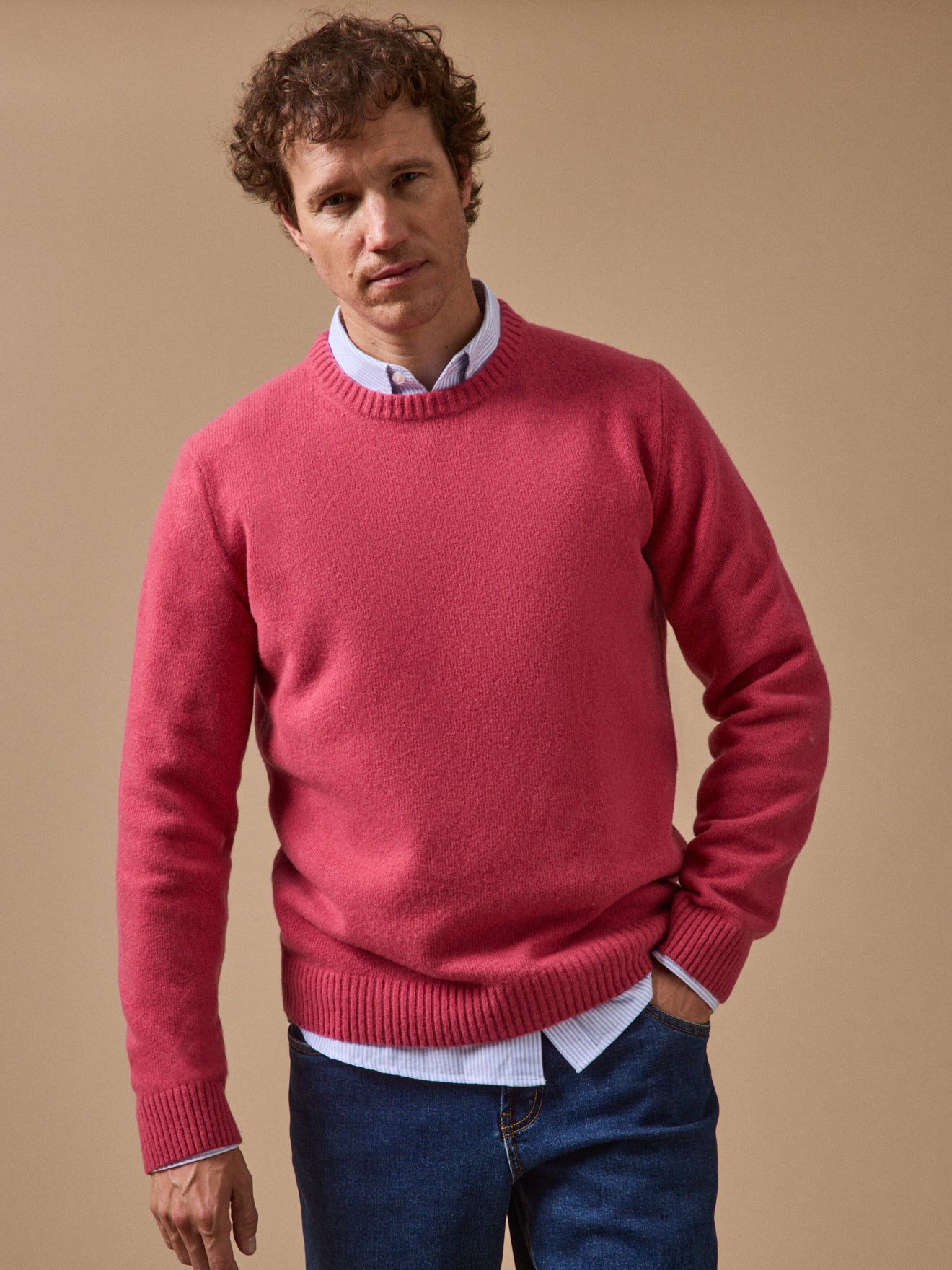 Herrenpullover mit rundem Halsausschnitt aus Wollmischung