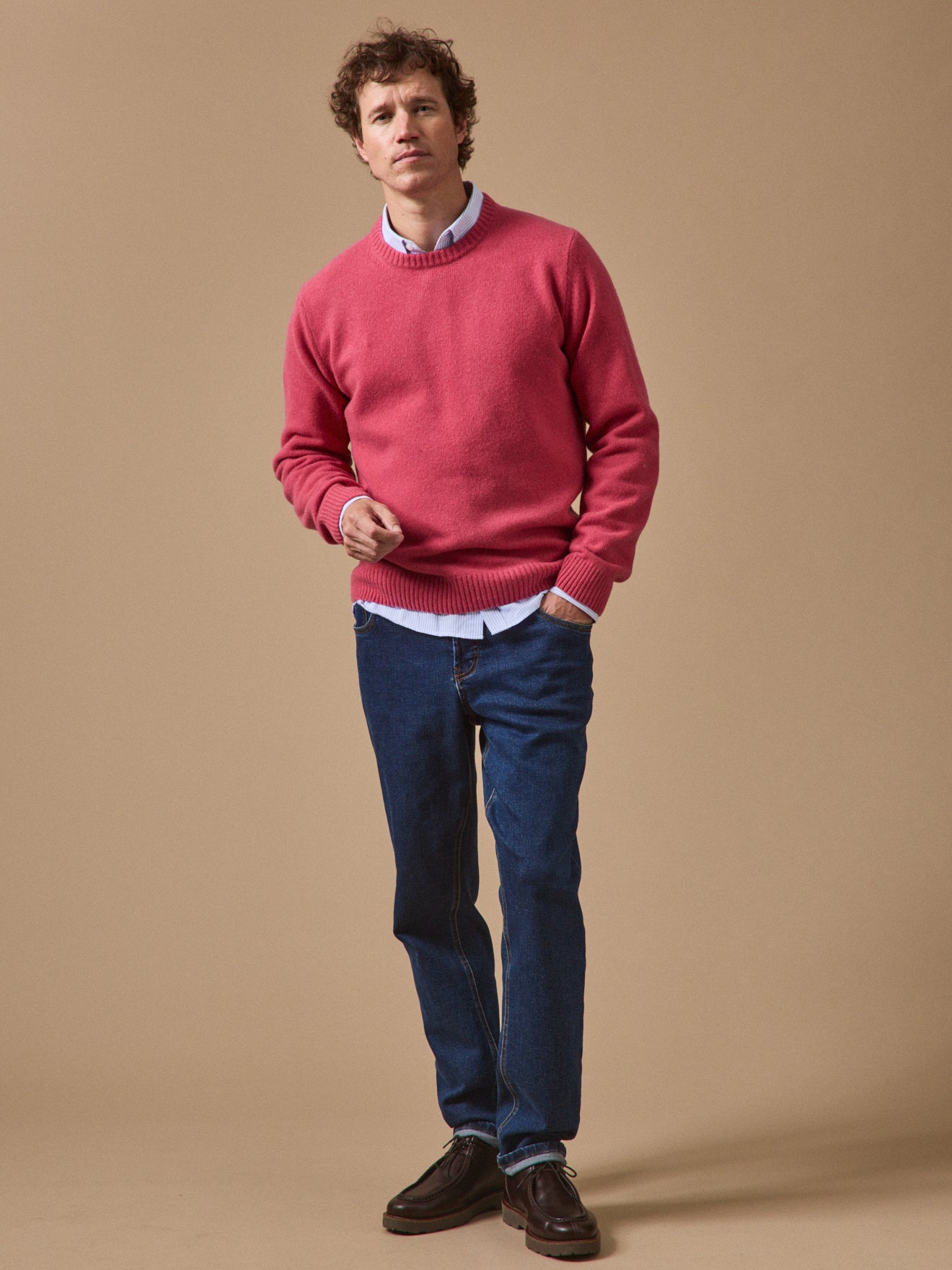 Herrenpullover mit rundem Halsausschnitt aus Wollmischung