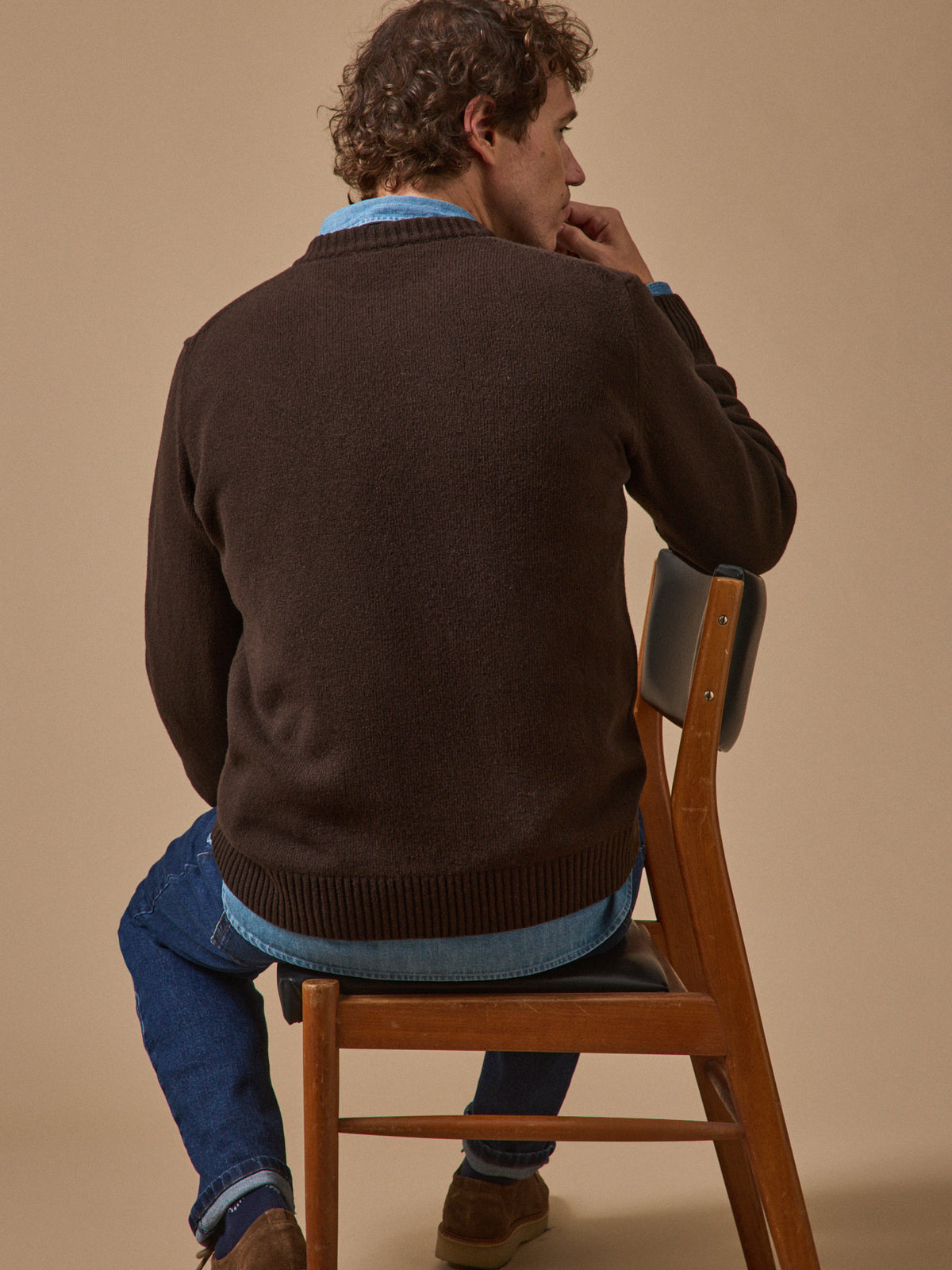 Herrenpullover mit rundem Halsausschnitt aus Wollmischung
