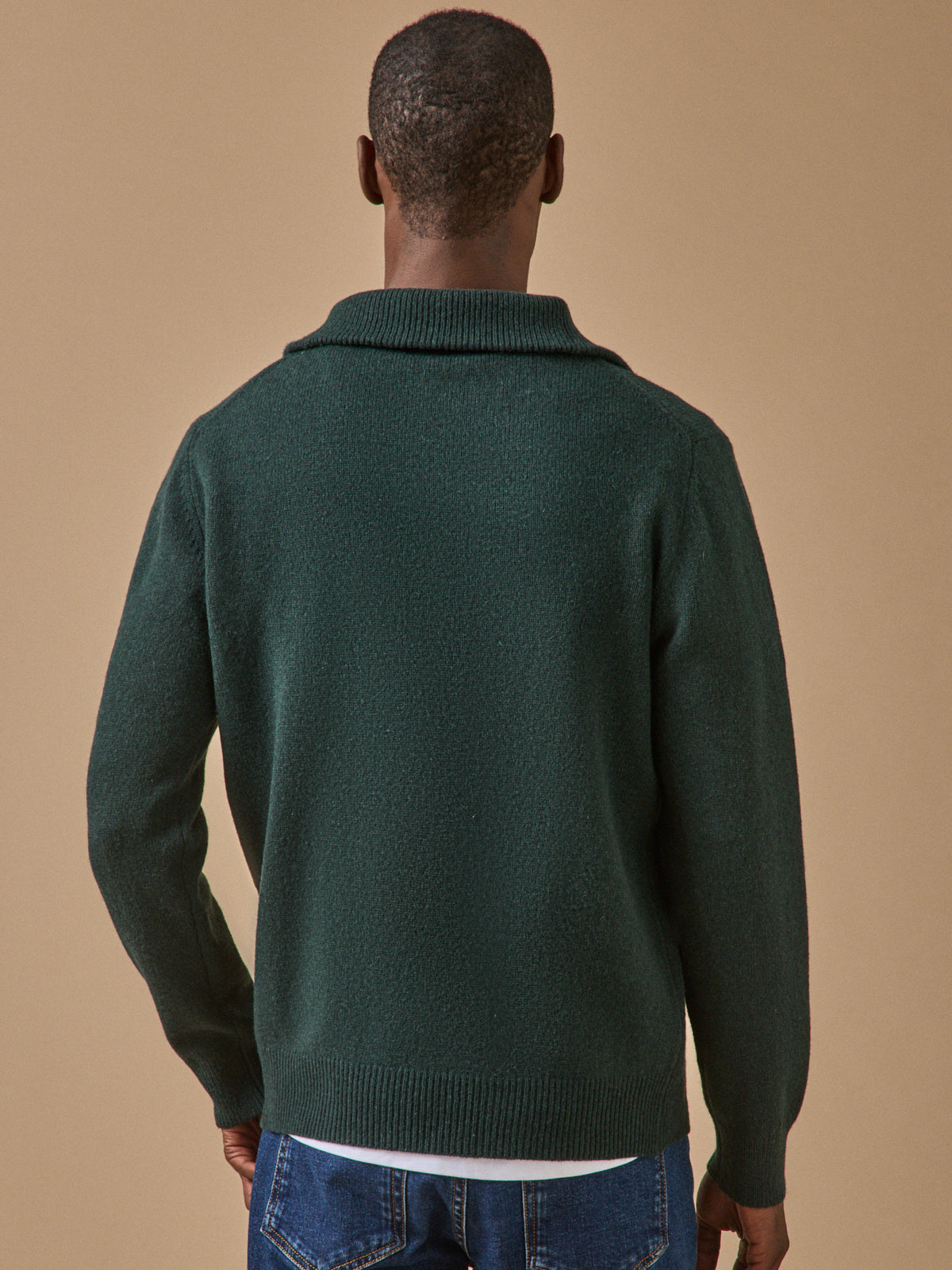 Herrenpullover mit Troyerkragen aus Merinowolle