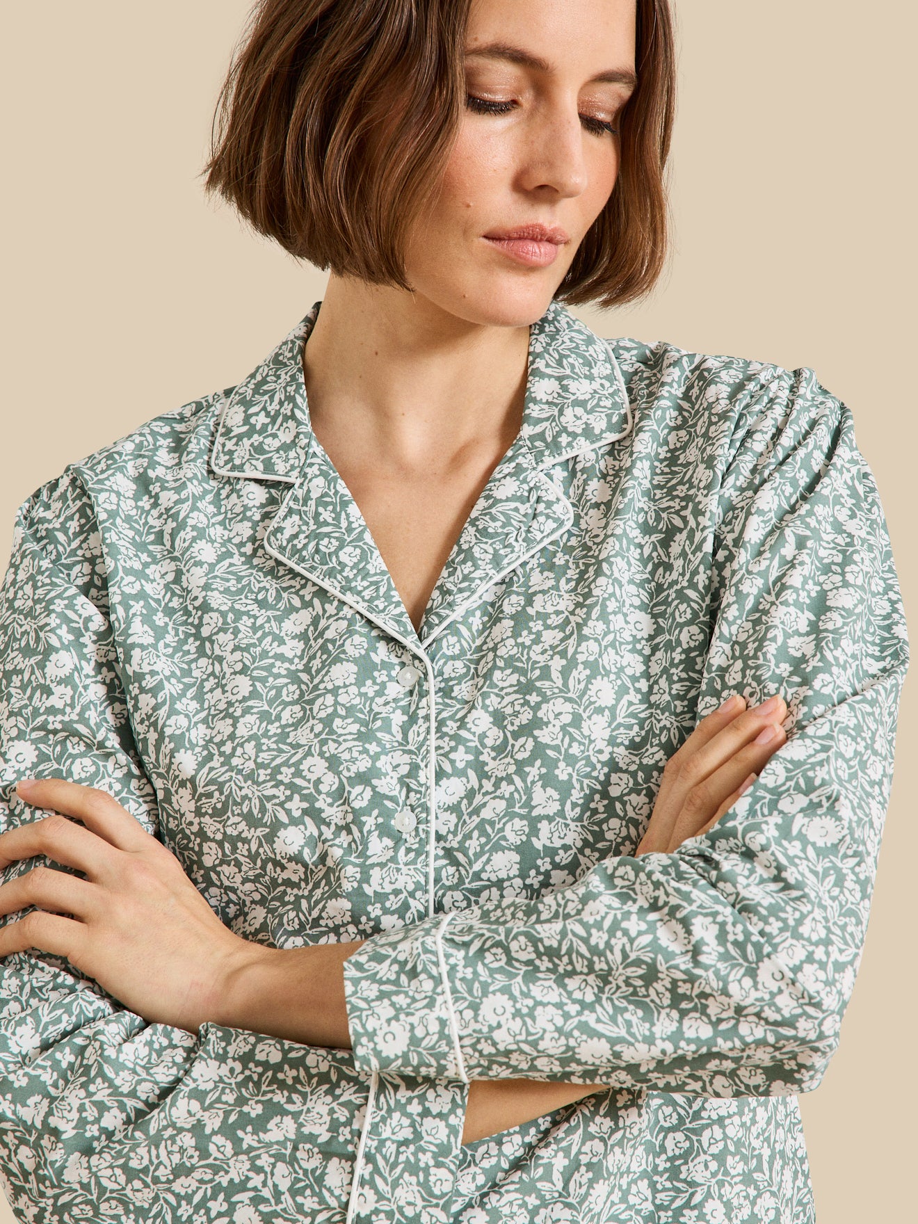 Damen-Pyjama mit Blumen-Print