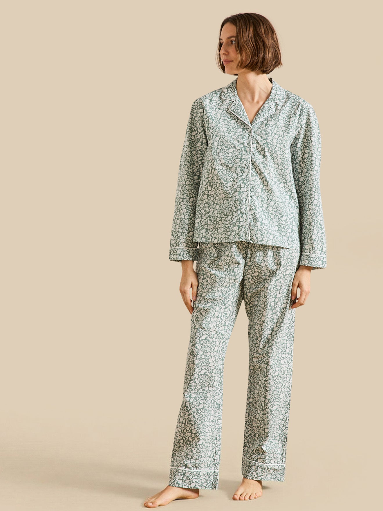Damen-Pyjama mit Blumen-Print