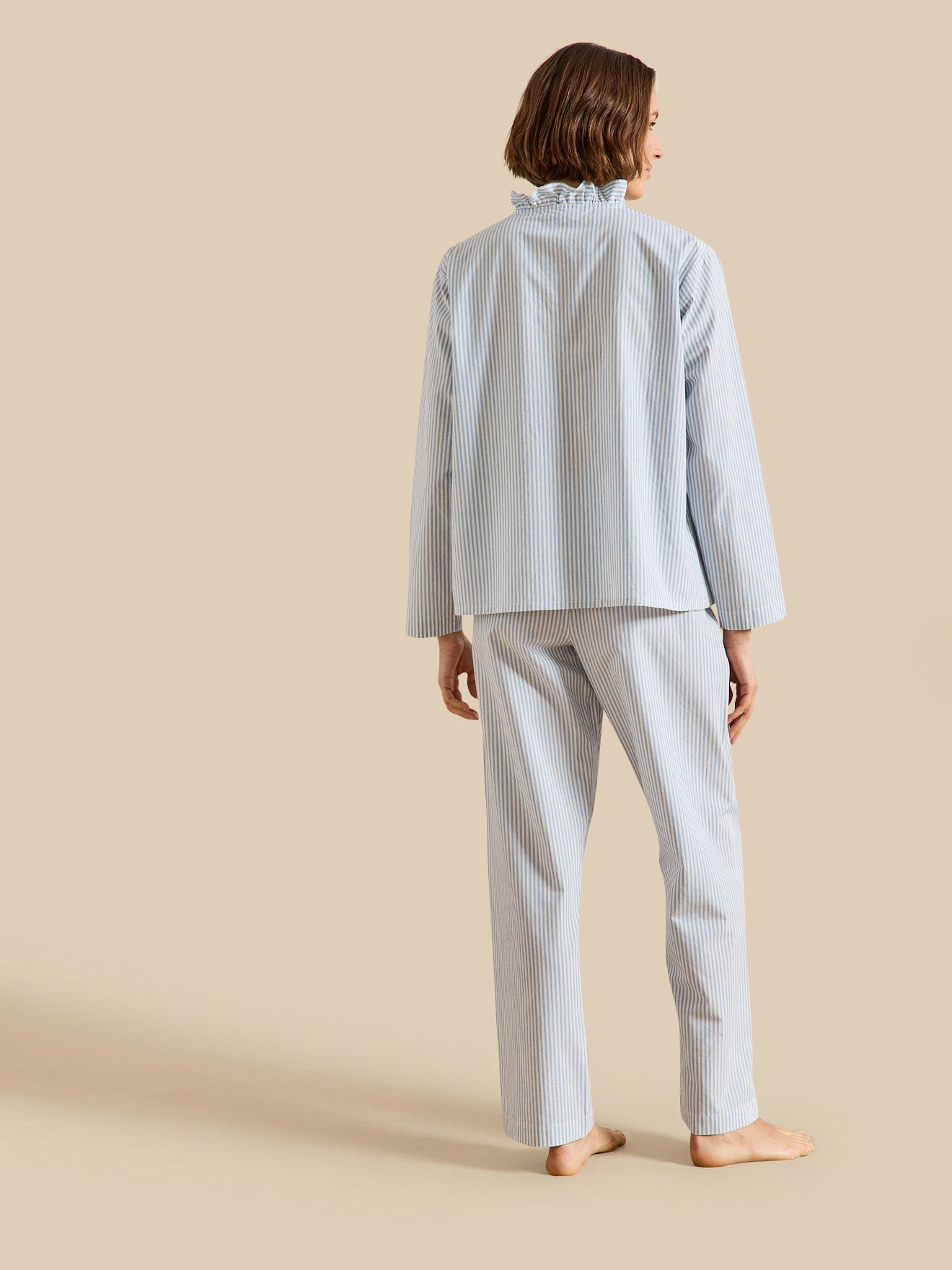 Gestreifter Damen-Pyjama mit Volants