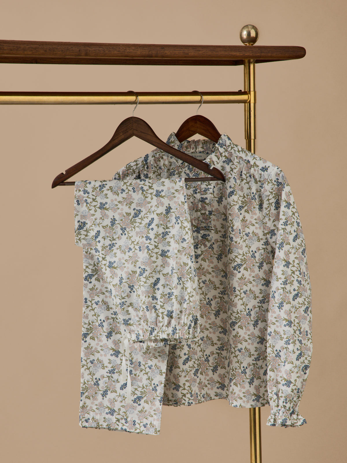 Damen-Pyjama mit Volants und Druckmuster « Mathilde »