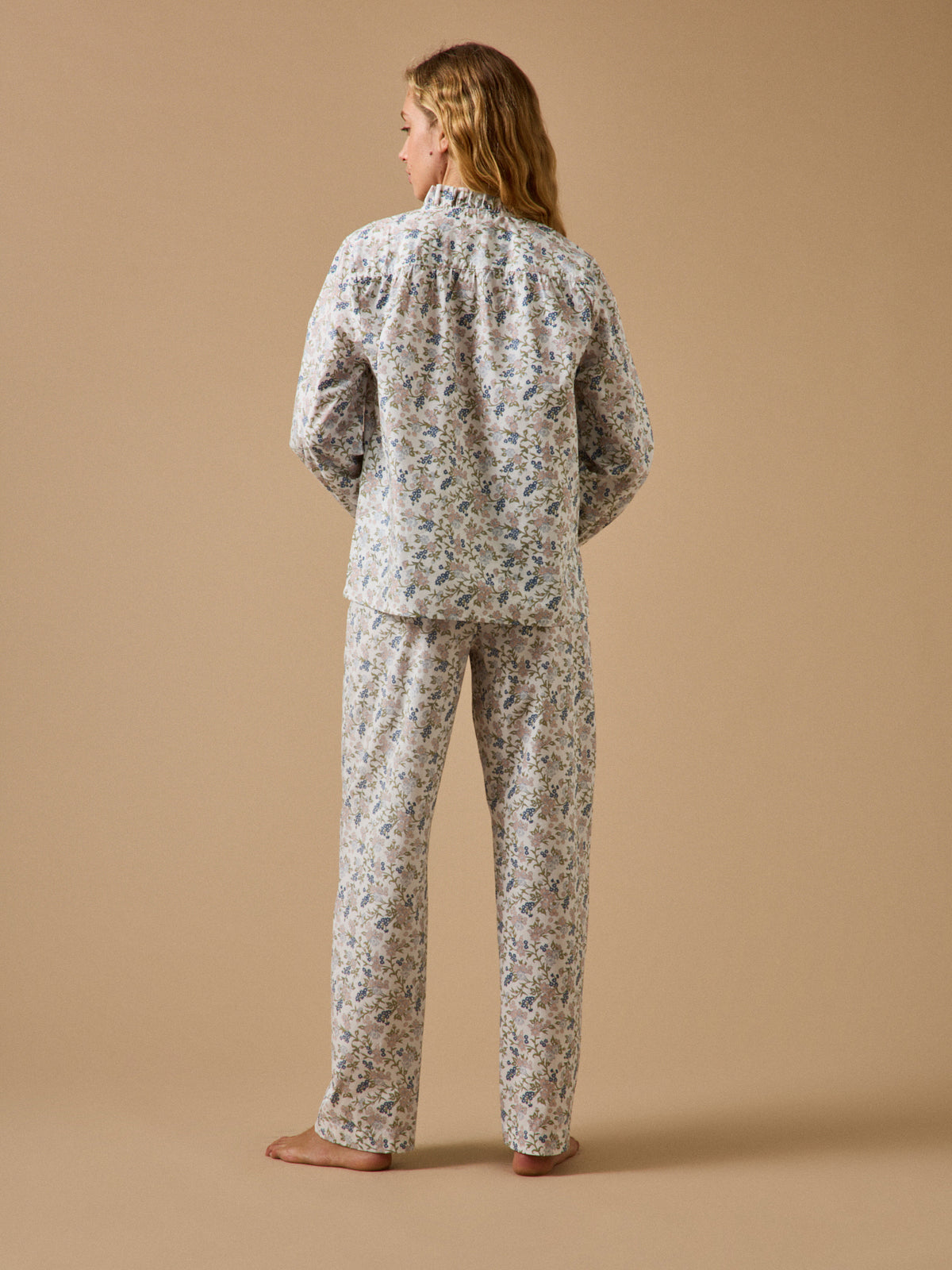Damen-Pyjama mit Volants und Druckmuster « Mathilde »