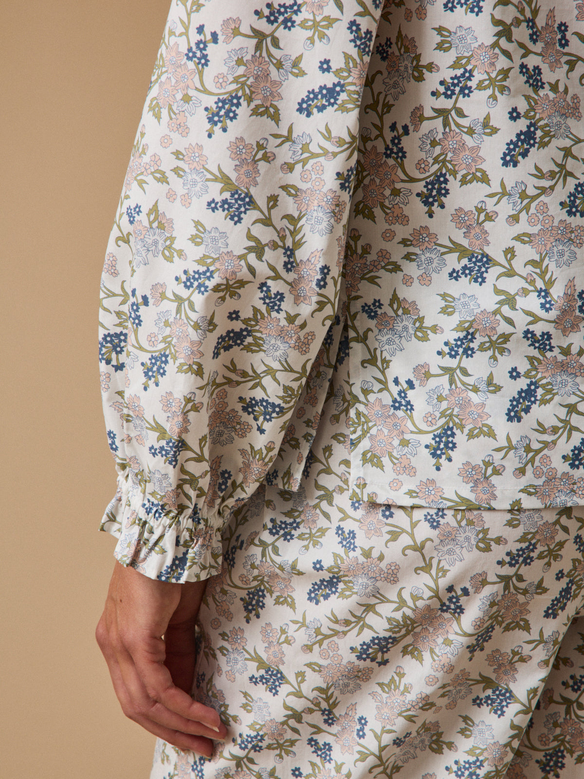 Damen-Pyjama mit Volants und Druckmuster « Mathilde »