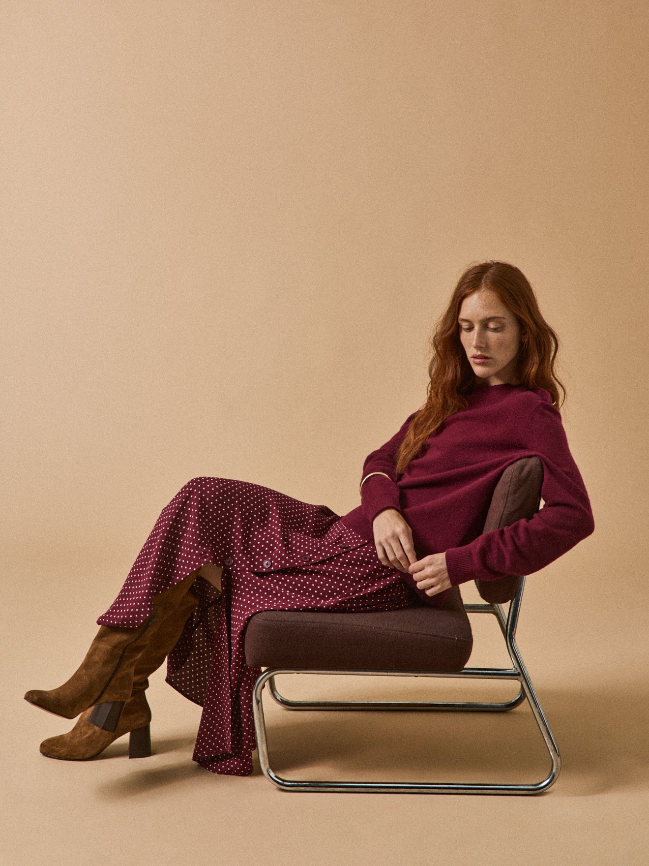 Damen-Stiefel mit Absatz aus Veloursleder
