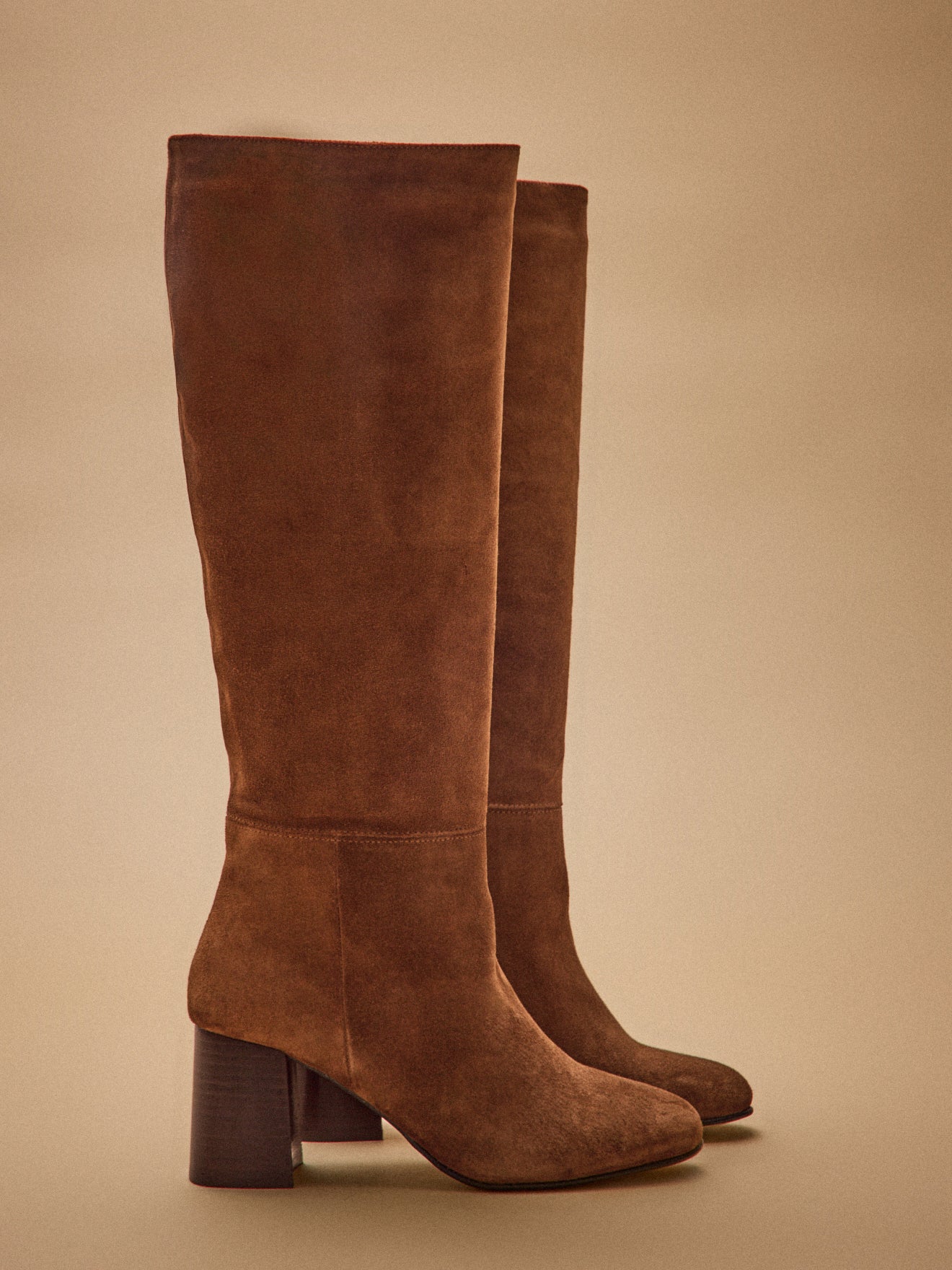 Damen-Stiefel mit Absatz aus Veloursleder