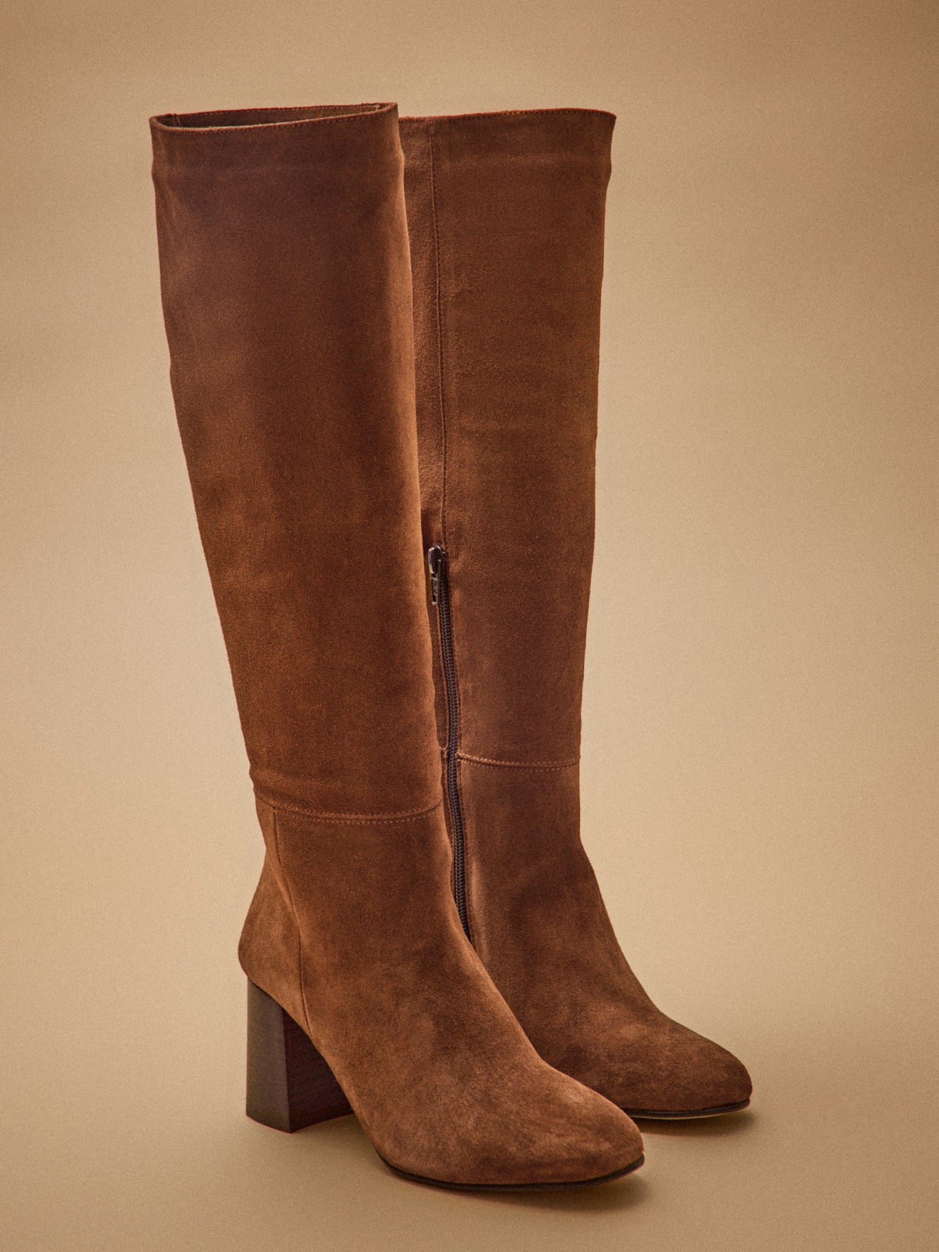 Damen-Stiefel mit Absatz aus Veloursleder