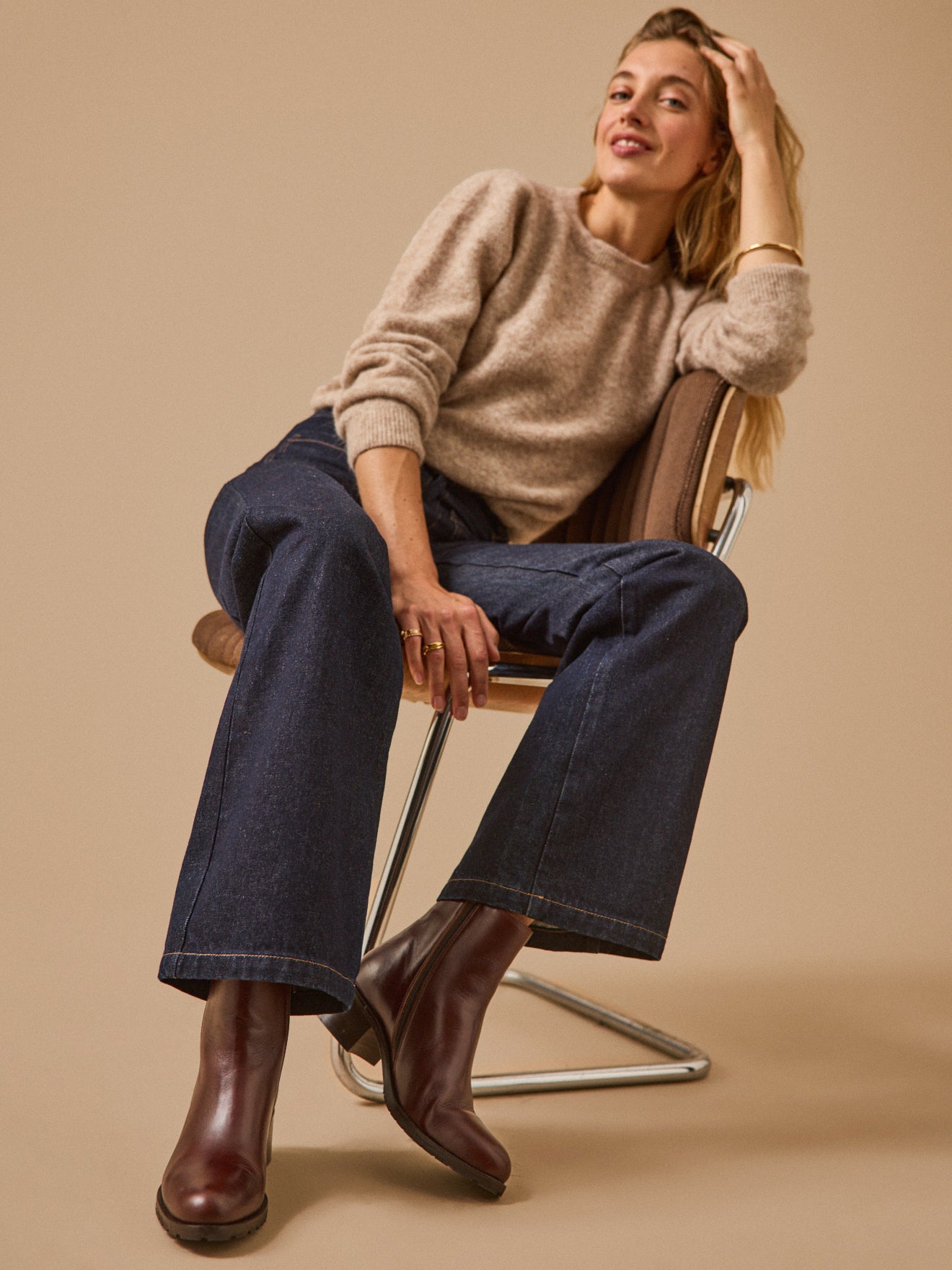 Damen-Stiefeletten mit Absatz aus Leder