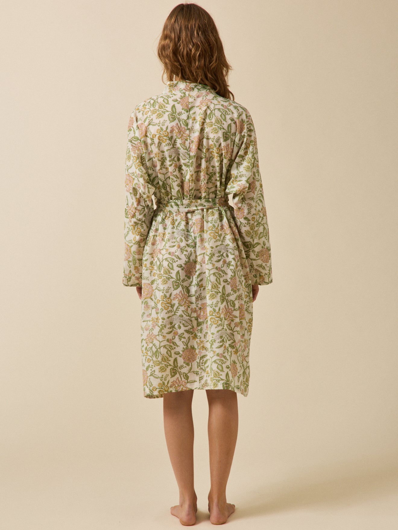 Damen-Kimono aus geblümtem Baumwoll-Voile