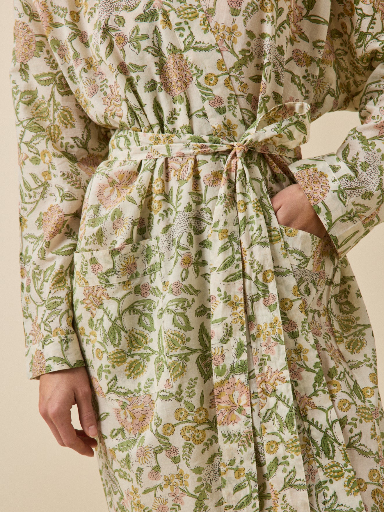 Damen-Kimono aus geblümtem Baumwoll-Voile