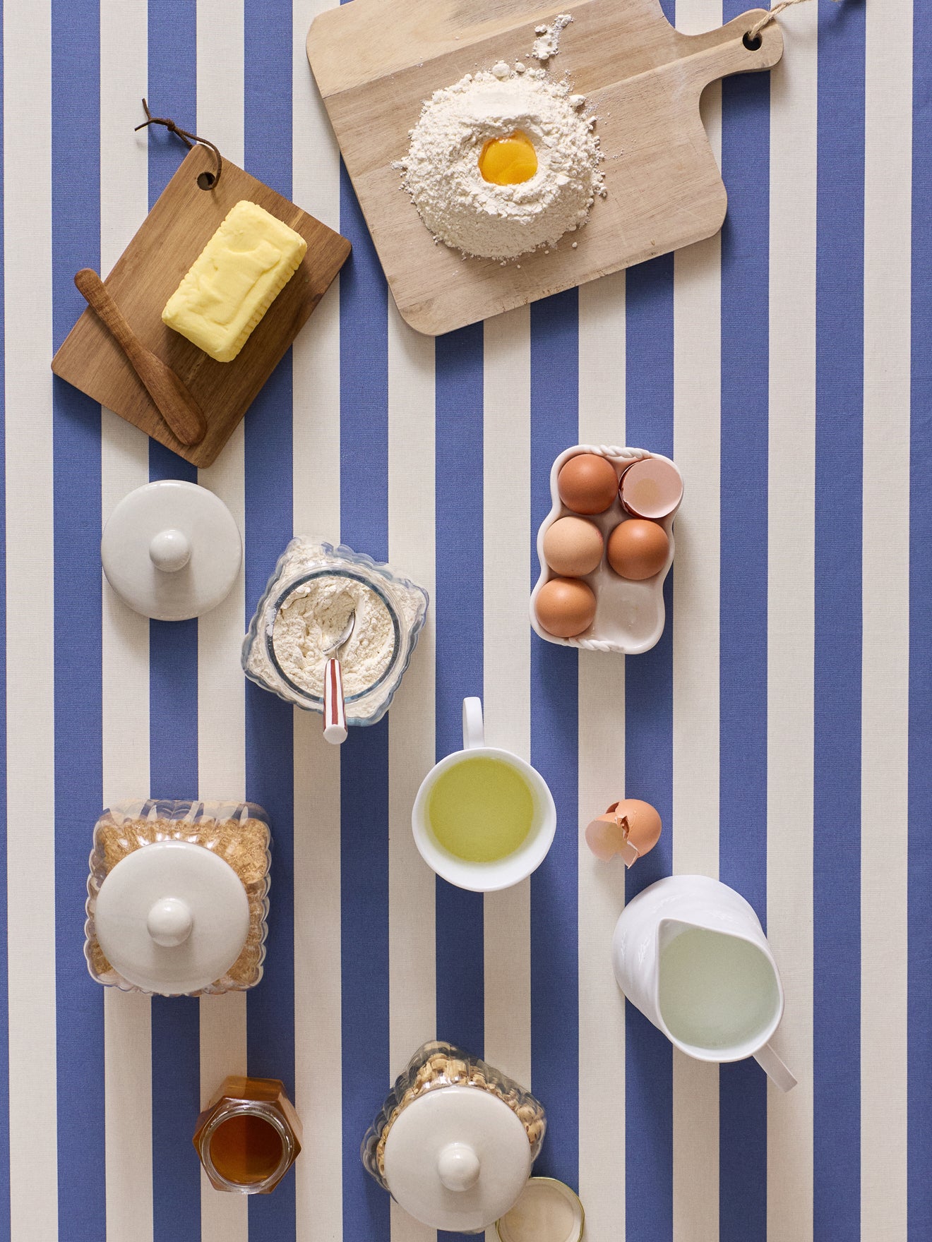 Gestreifte Tischdecke aus beschichteter Baumwolle