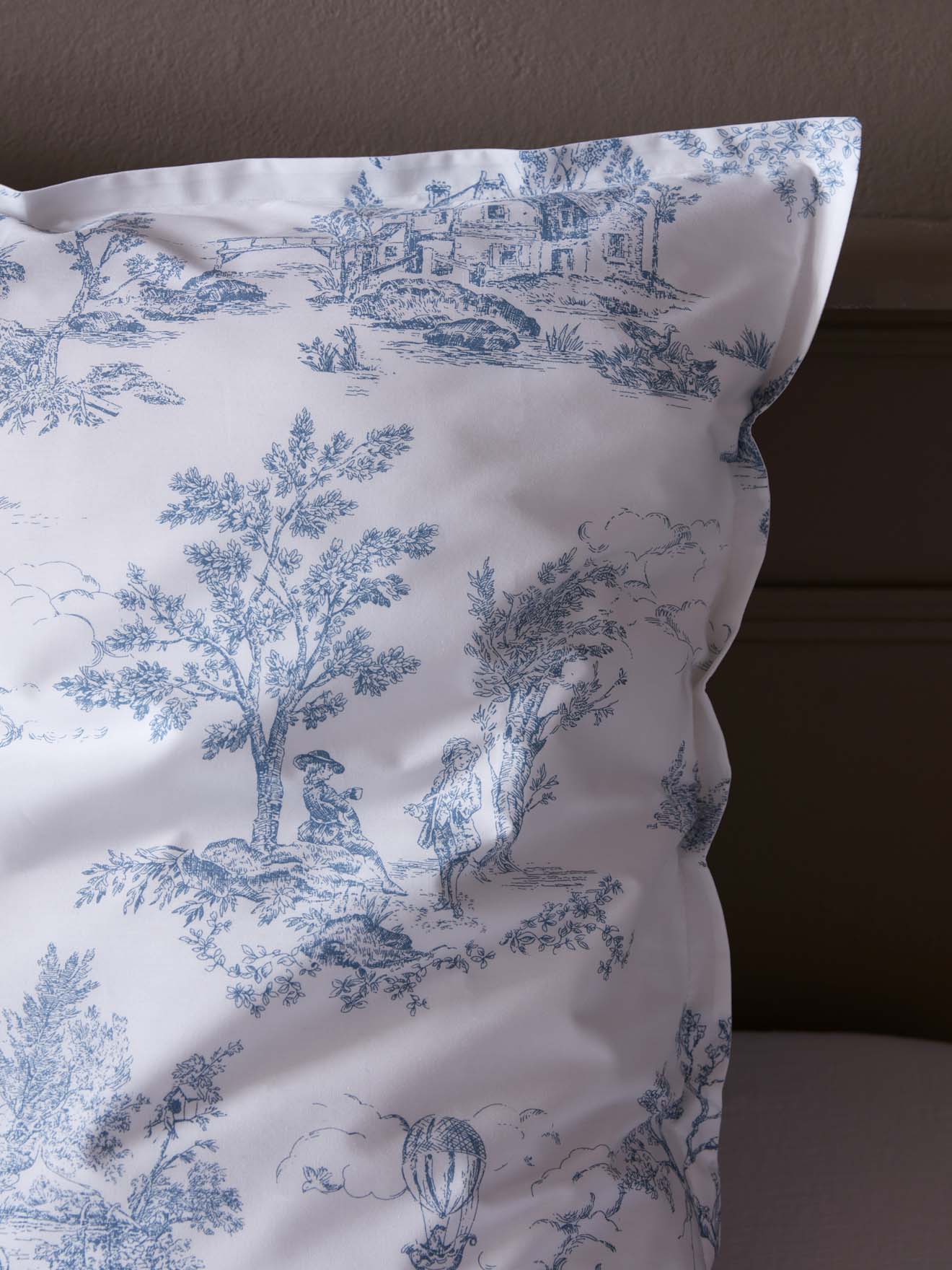Kopfkissenbezug aus Baumwoll-Perkal « Toile de Jouy-Esprit »