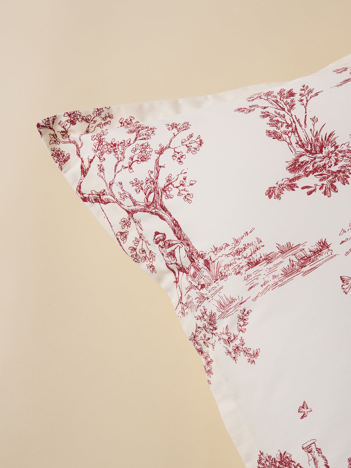 Kopfkissenbezug aus Baumwoll-Perkale « Toile-de-Jouy-Esprit »
