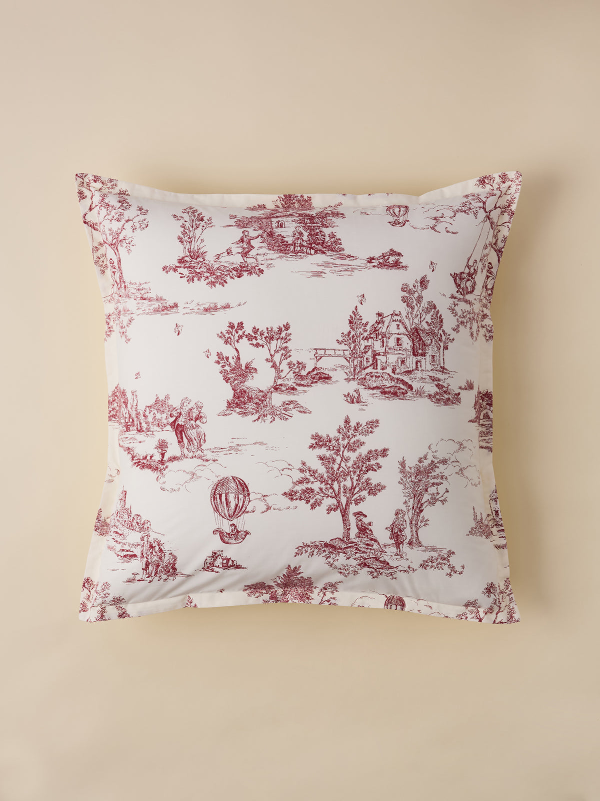 Kopfkissenbezug aus Baumwoll-Perkale « Toile-de-Jouy-Esprit »