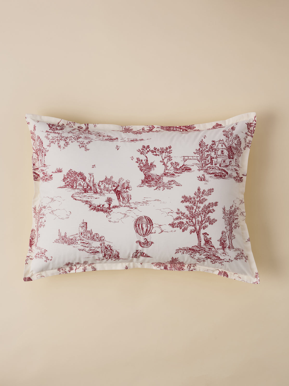 Kopfkissenbezug aus Baumwoll-Perkale « Toile-de-Jouy-Esprit »