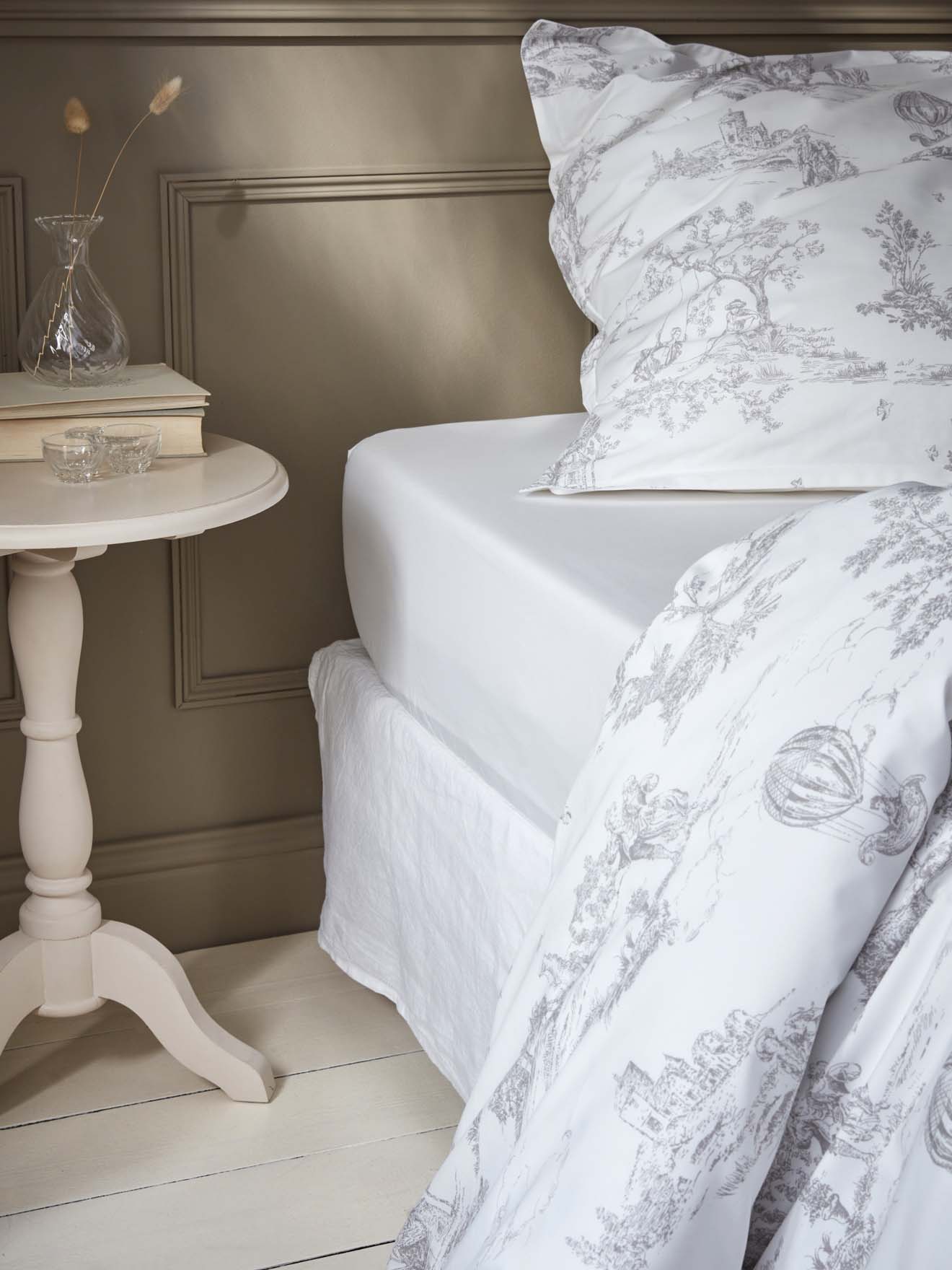 Einfarbiges Spannbettlaken aus Baumwoll-Perkal « Jouy »