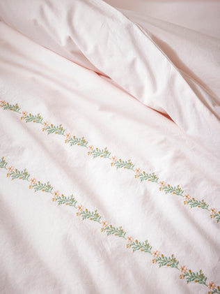 Bestickter Bettbezug aus gewaschener Baumwolle « Emma »