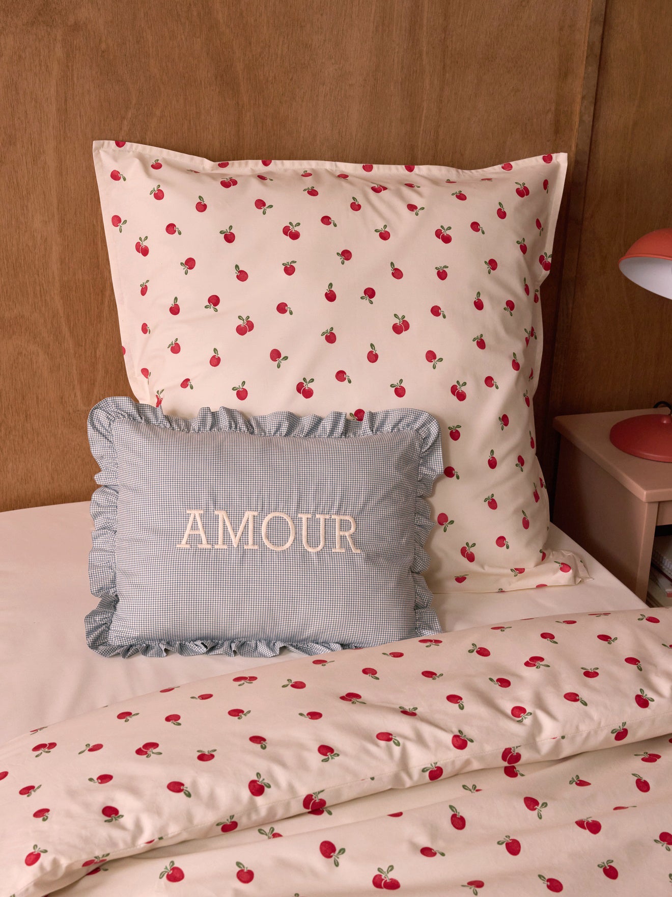 Kissen « Amour » mit Vichy-Print