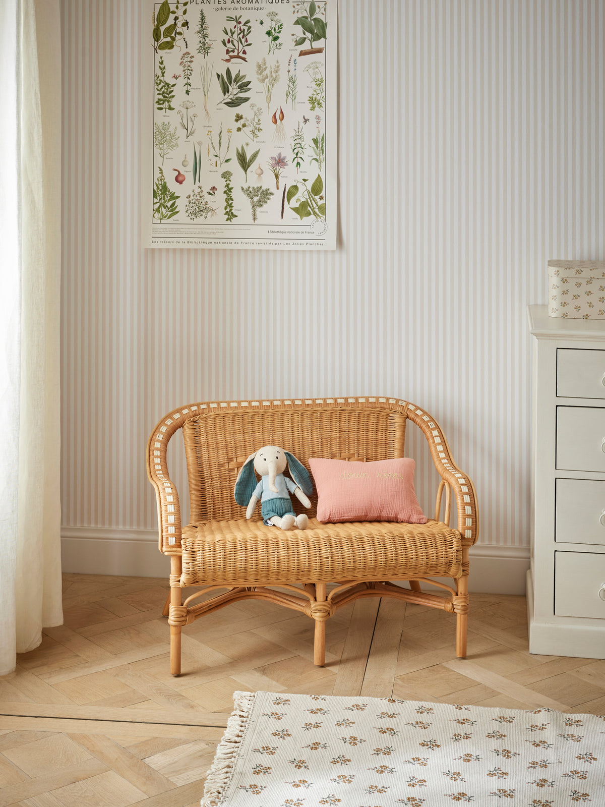 Kinder-Sitzbank aus Rattan « Marcel »