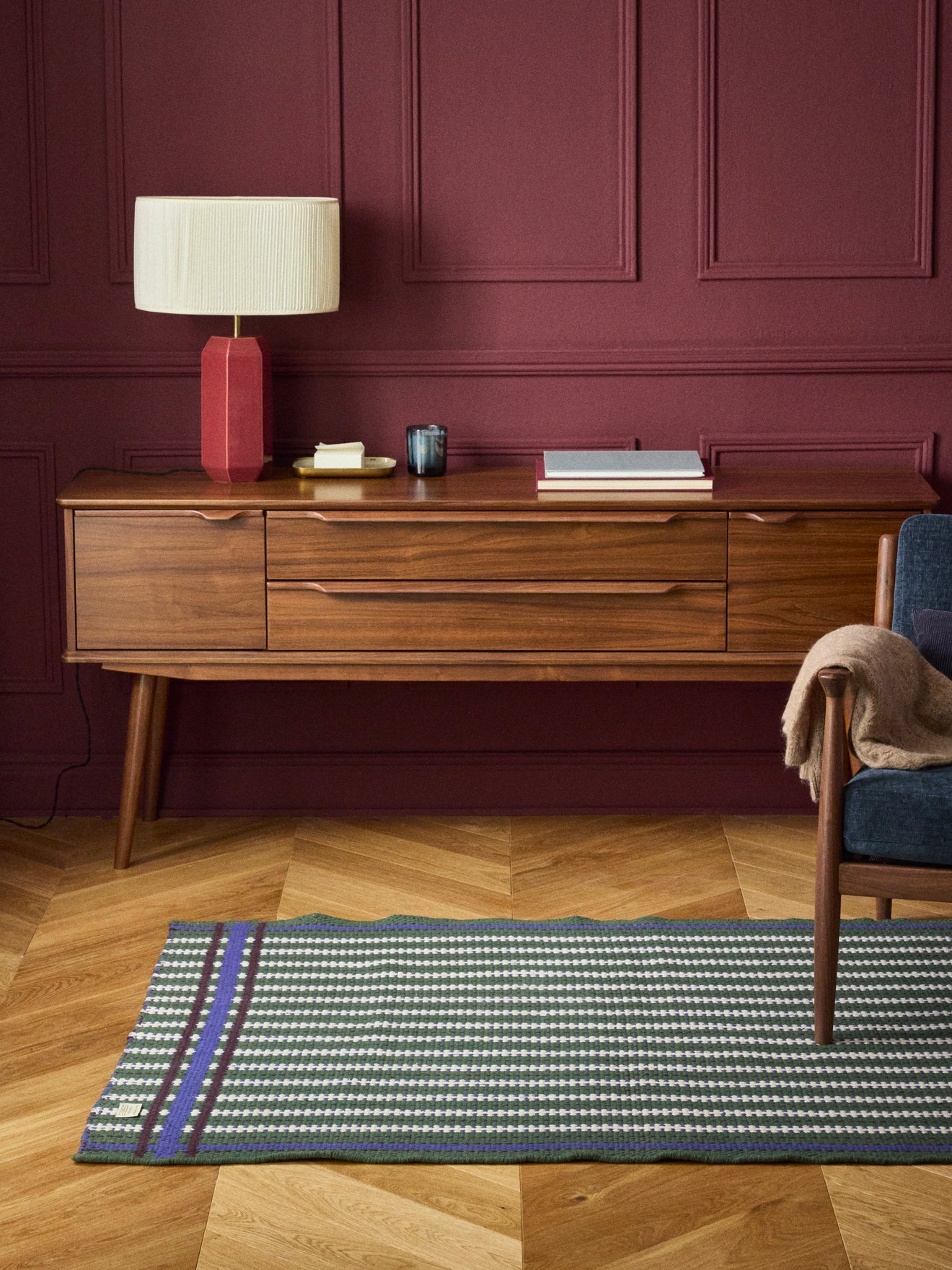 M-TAPIS Tapis adulte RAYURE BLEUE