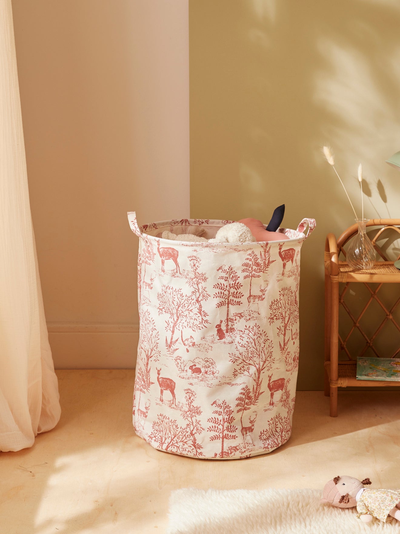 Runder Aufbewahrungskorb im Toile de Jouy-Esprit