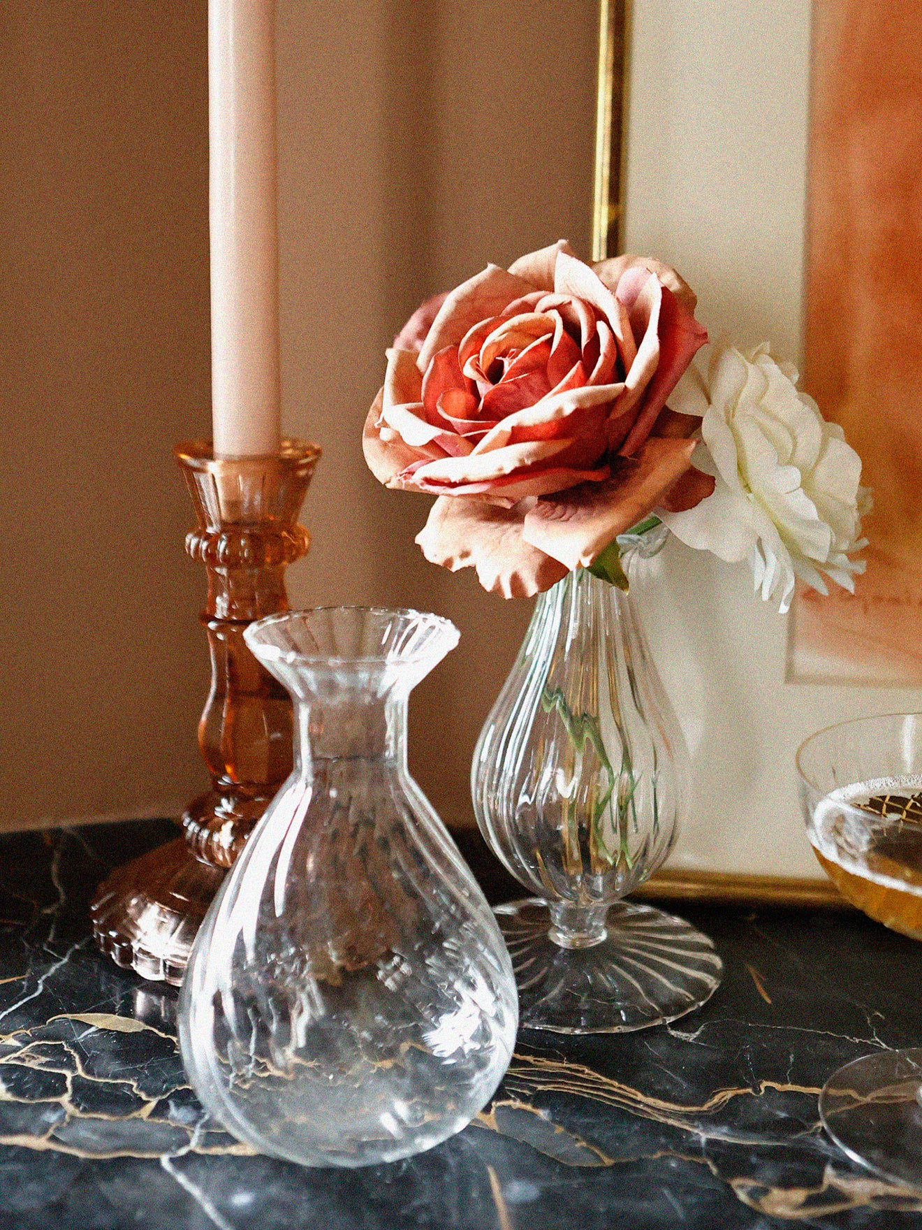 Stielvase aus Glas im 3er-Set