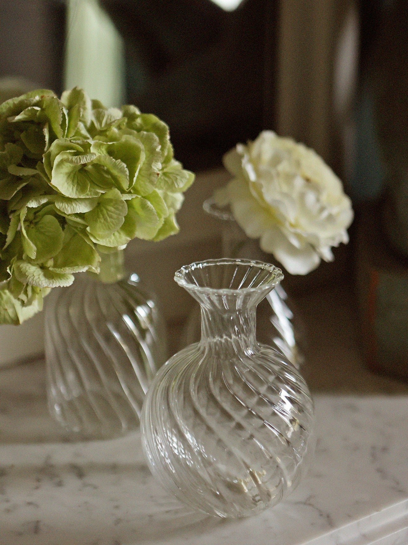 Stielvase aus Glas im 3er-Set