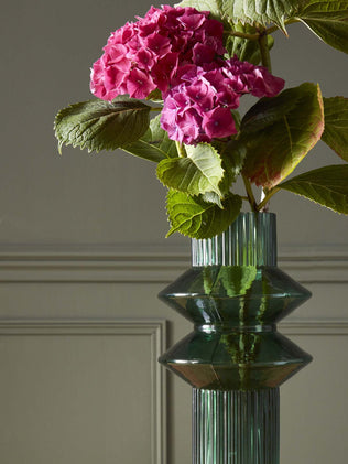 Retro-Vase aus geriffeltem Glas, großes Modell