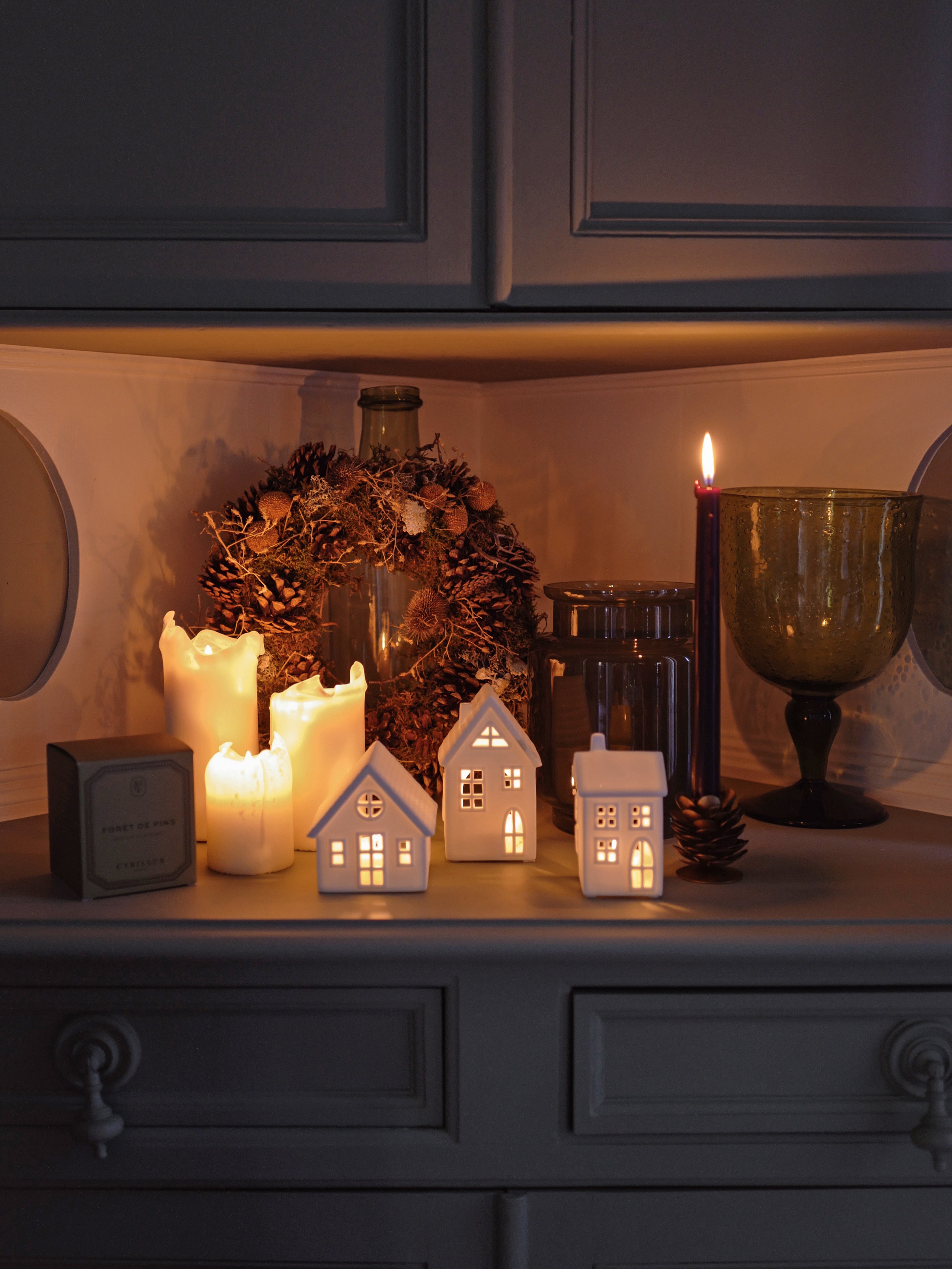 Windlichthaus aus Keramik im 3er-Set