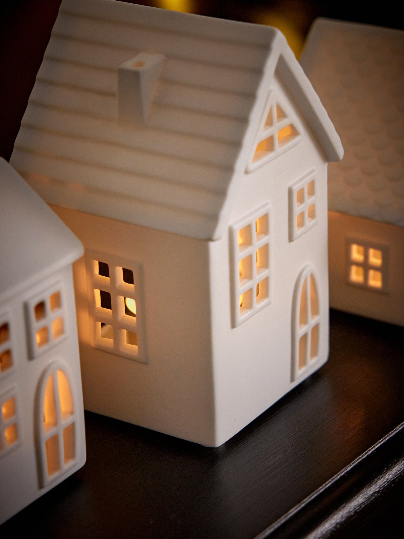 Windlichthaus aus Keramik im 3er-Set