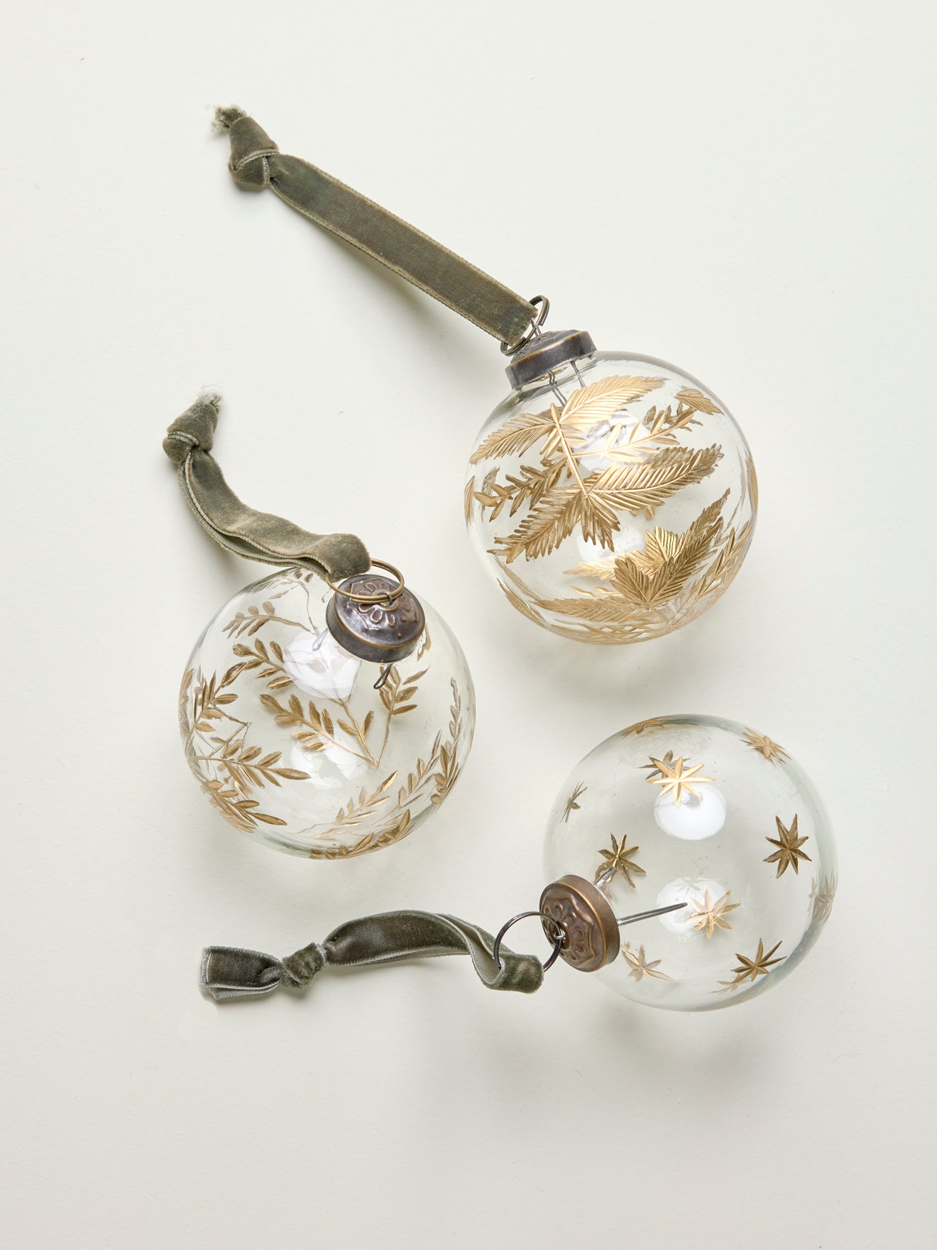 Weihnachtskugeln aus Glas, handbemalt, 3er-Set