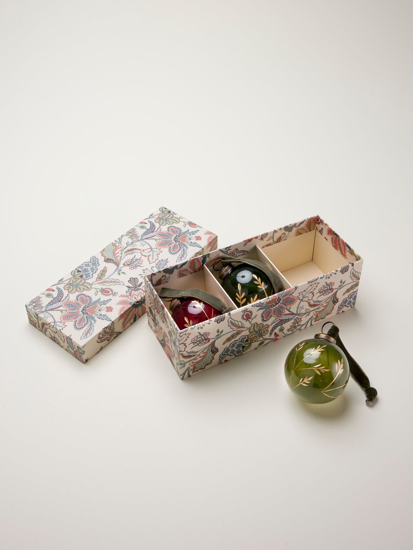 Weihnachtskugeln aus Glas, handbemalt, 3er-Set