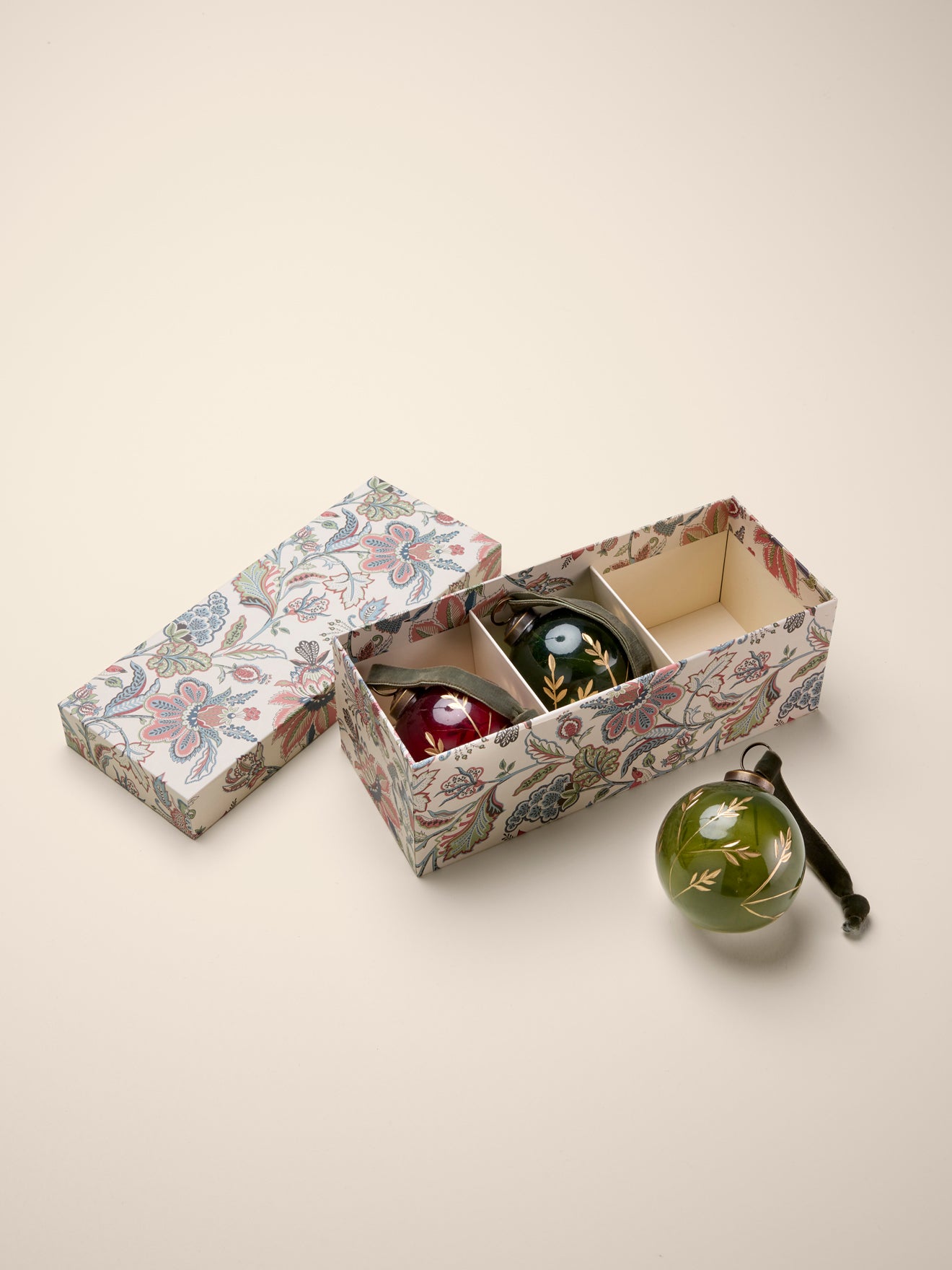 Weihnachtskugeln aus Glas, handbemalt, 3er-Set