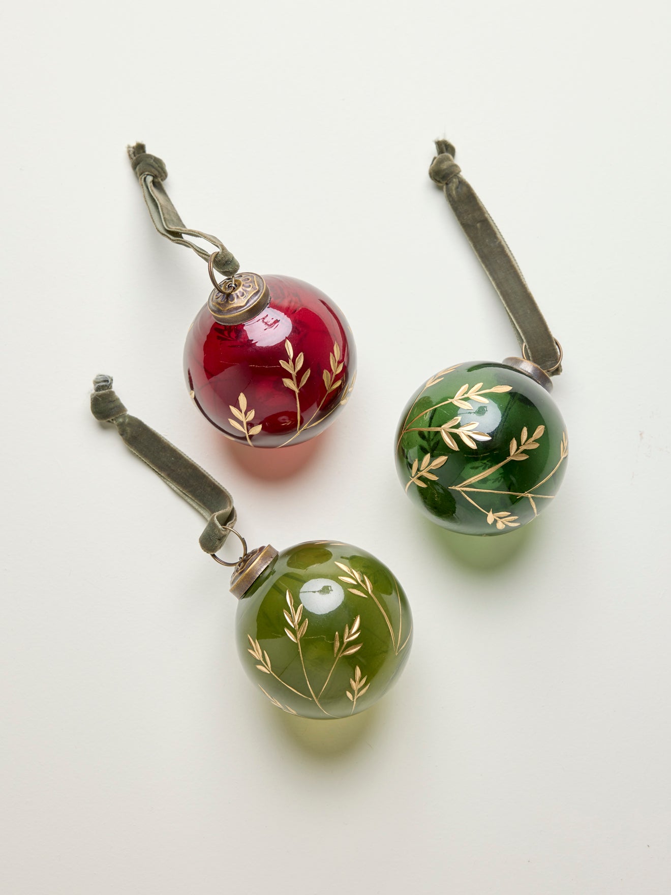 Weihnachtskugeln aus Glas, handbemalt, 3er-Set