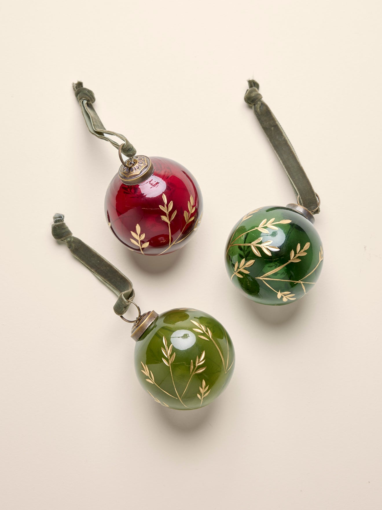 Weihnachtskugeln aus Glas, handbemalt, 3er-Set