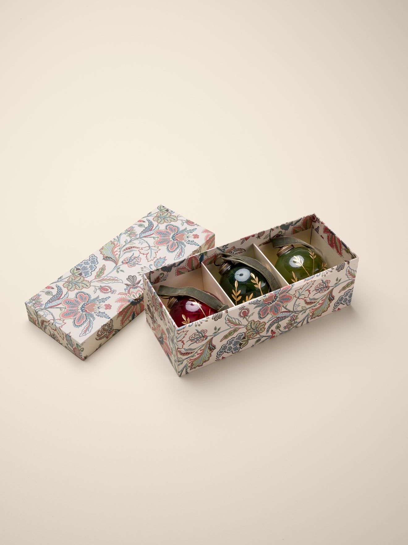 Weihnachtskugeln aus Glas, handbemalt, 3er-Set