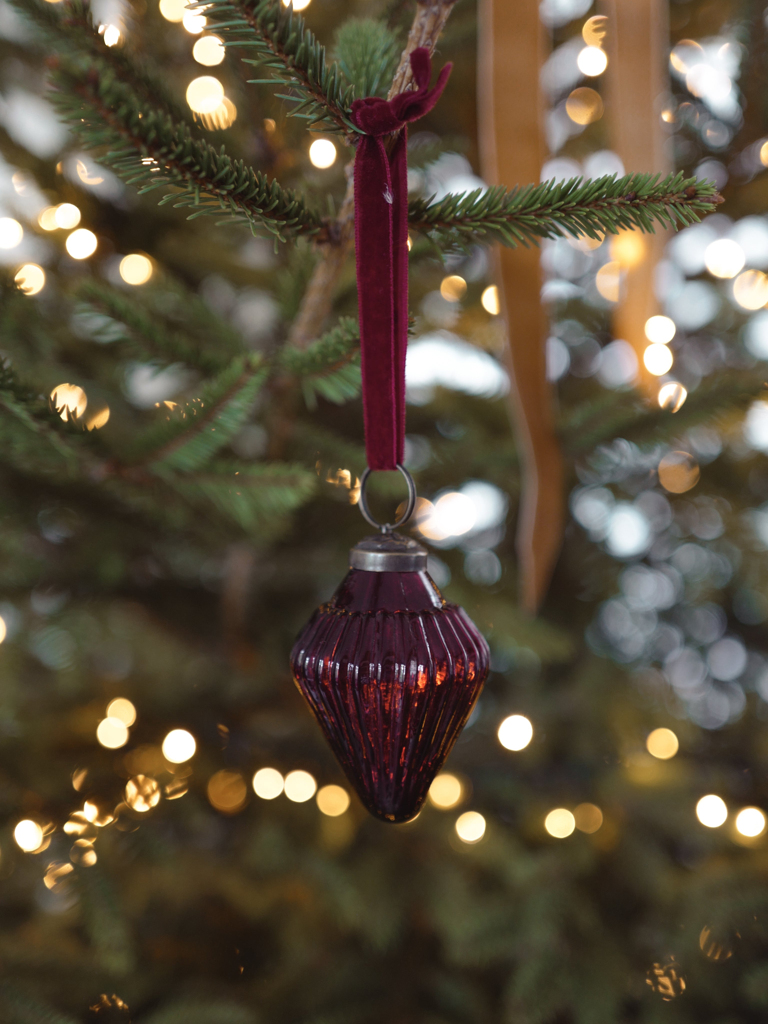 Baumschmuck aus geripptem Glas, 6er-Set