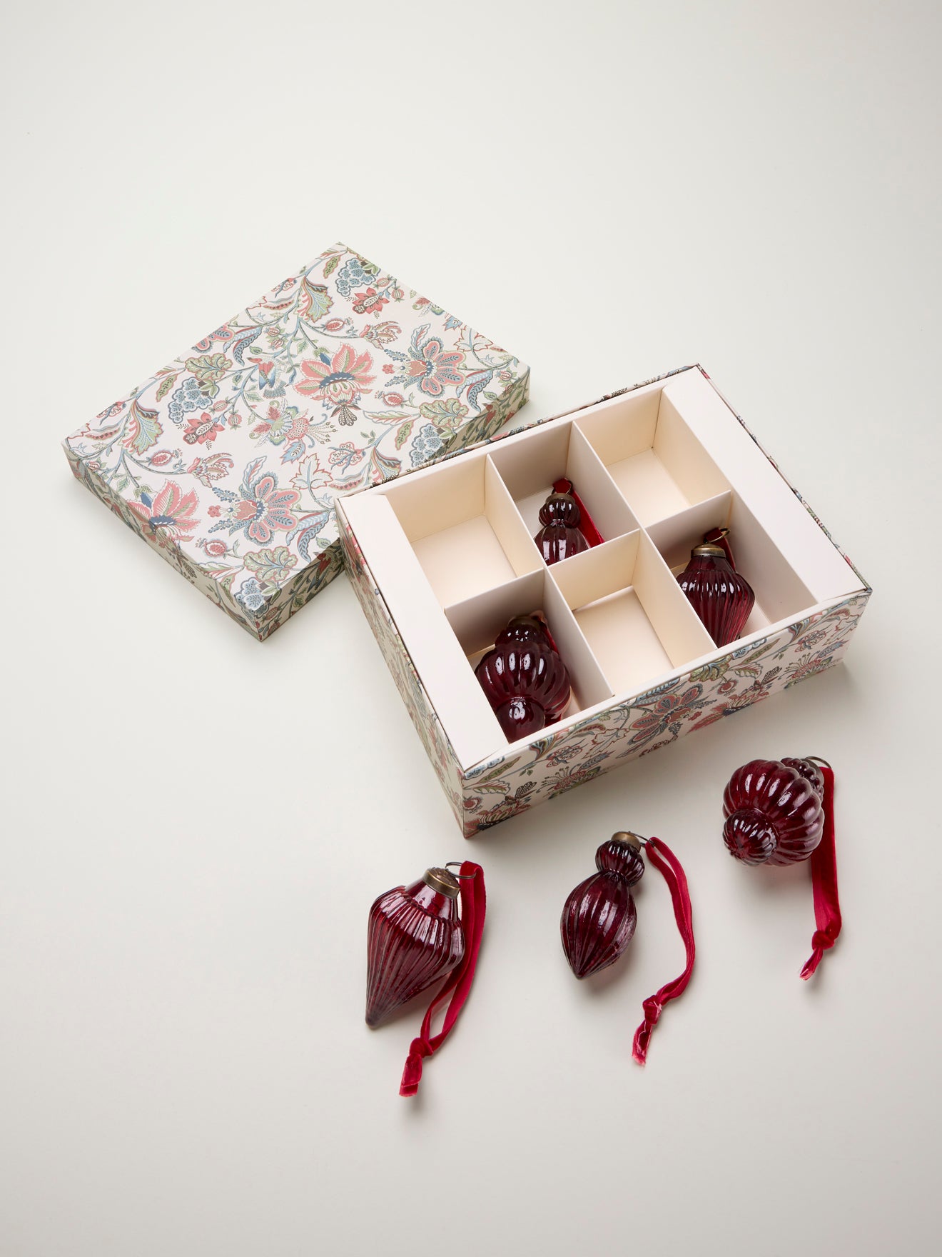 Baumschmuck aus geripptem Glas, 6er-Set