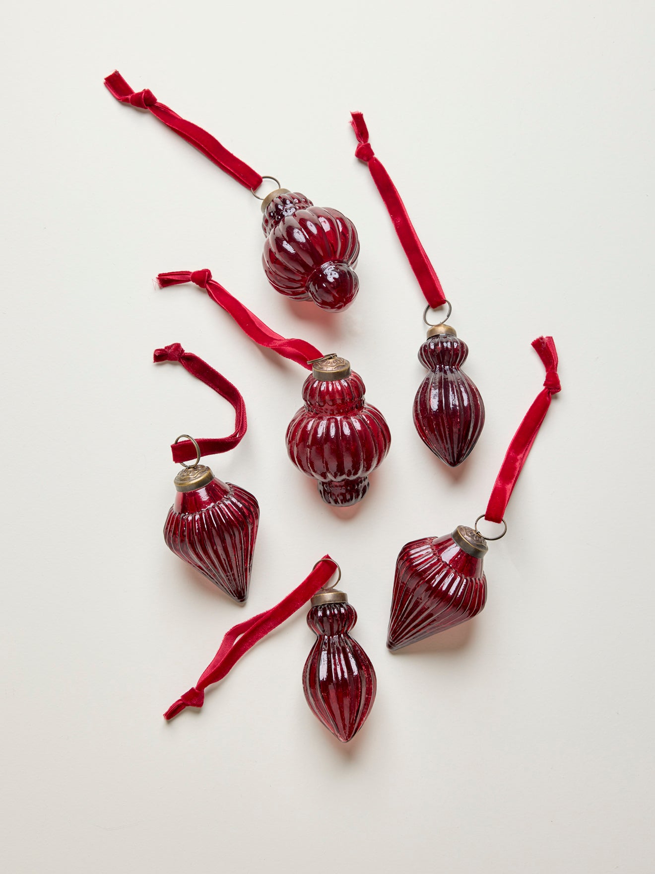 Baumschmuck aus geripptem Glas, 6er-Set