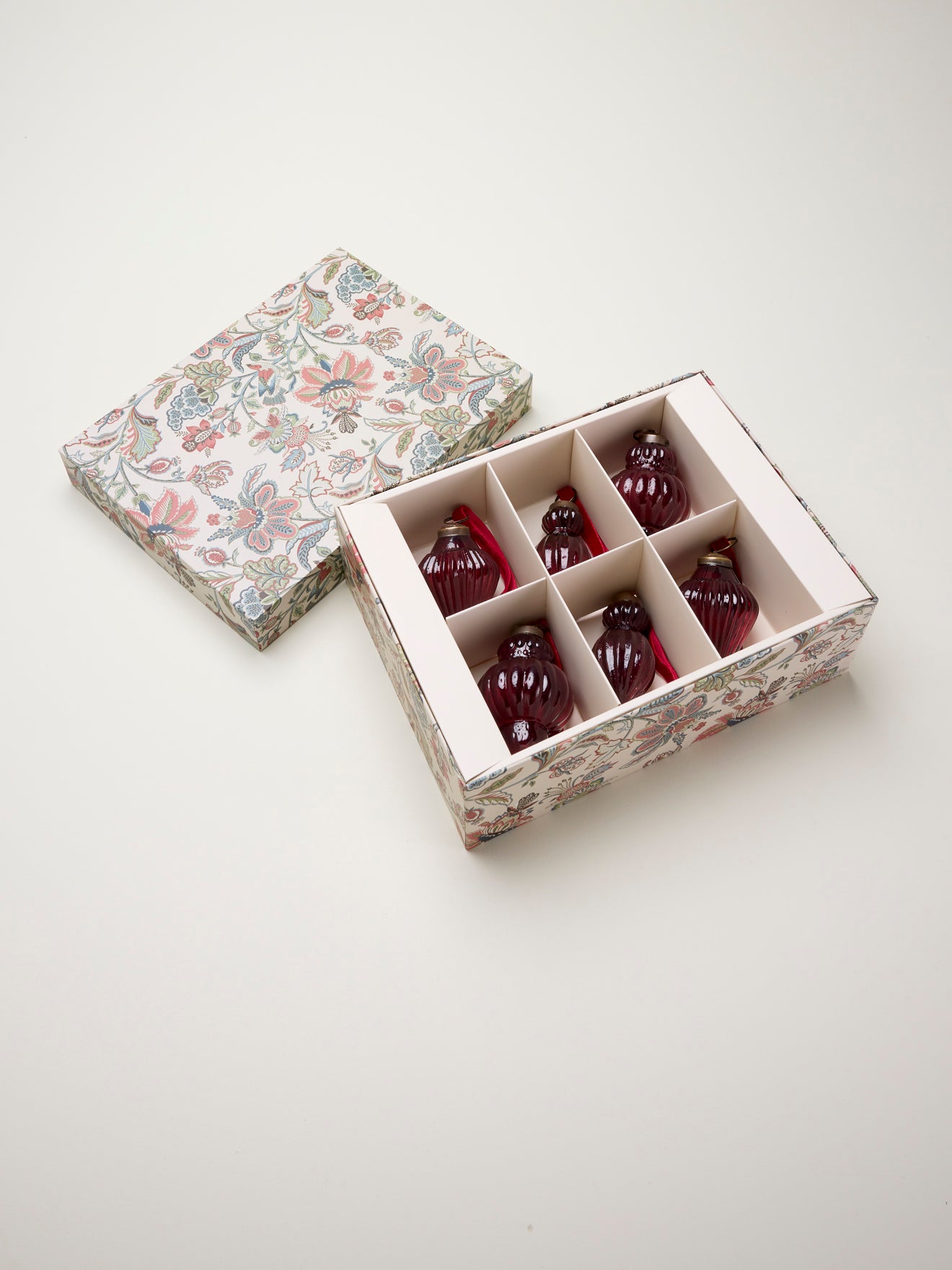 Baumschmuck aus geripptem Glas, 6er-Set