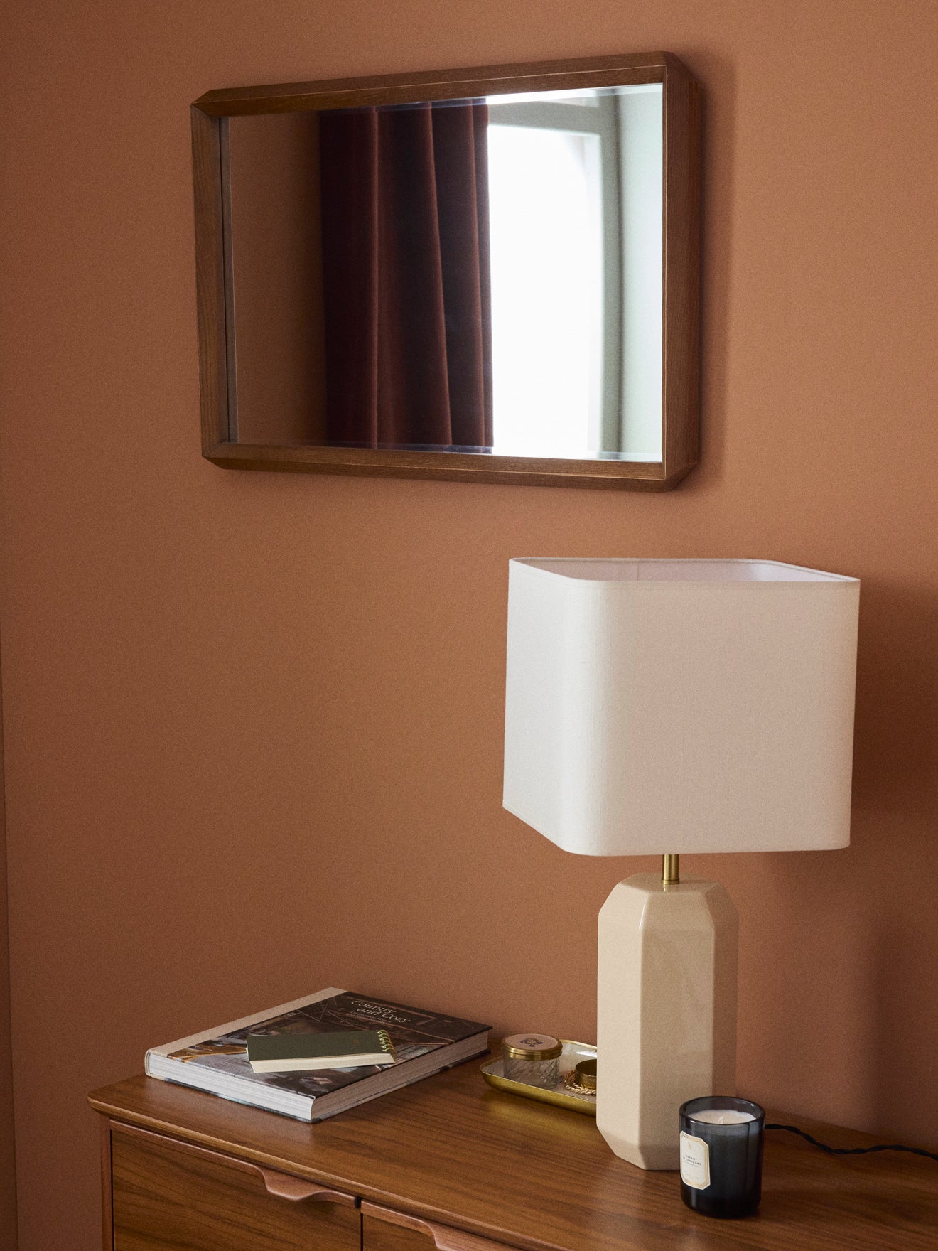 Spiegel aus Eiche mit Facettenschliff