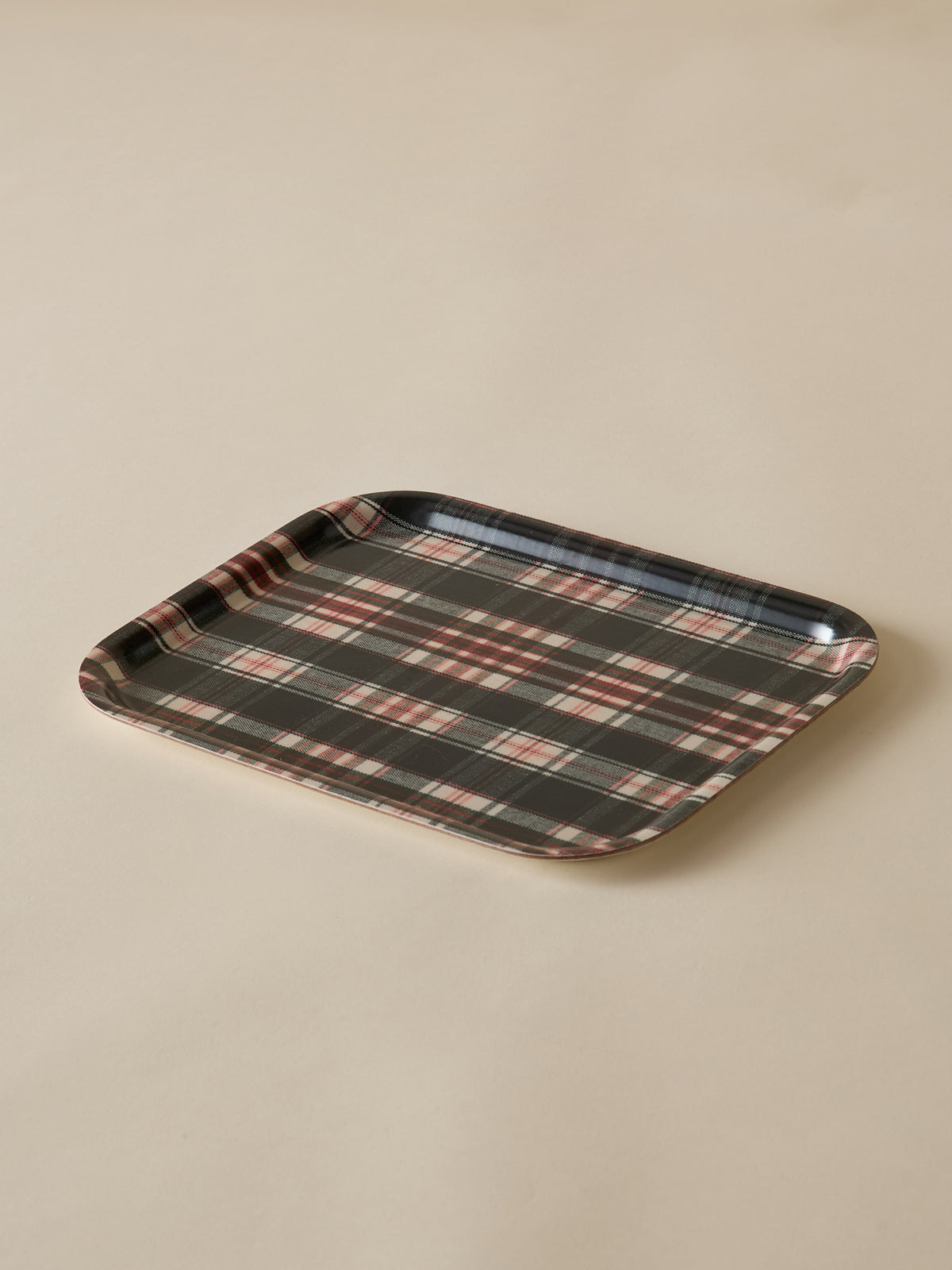Holztablett mit Tartan-Muster