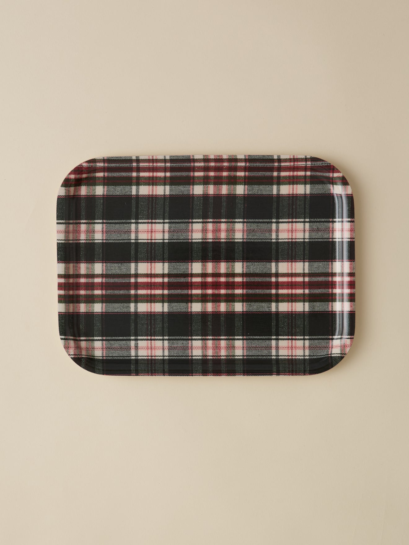 Holztablett mit Tartan-Muster