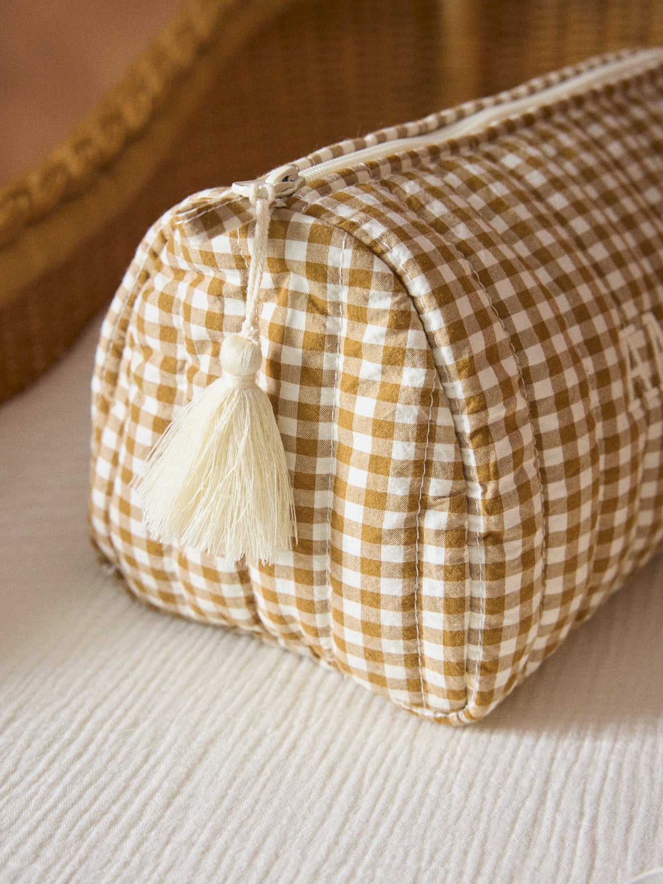 Kulturtasche aus Vichy-Baumwolle