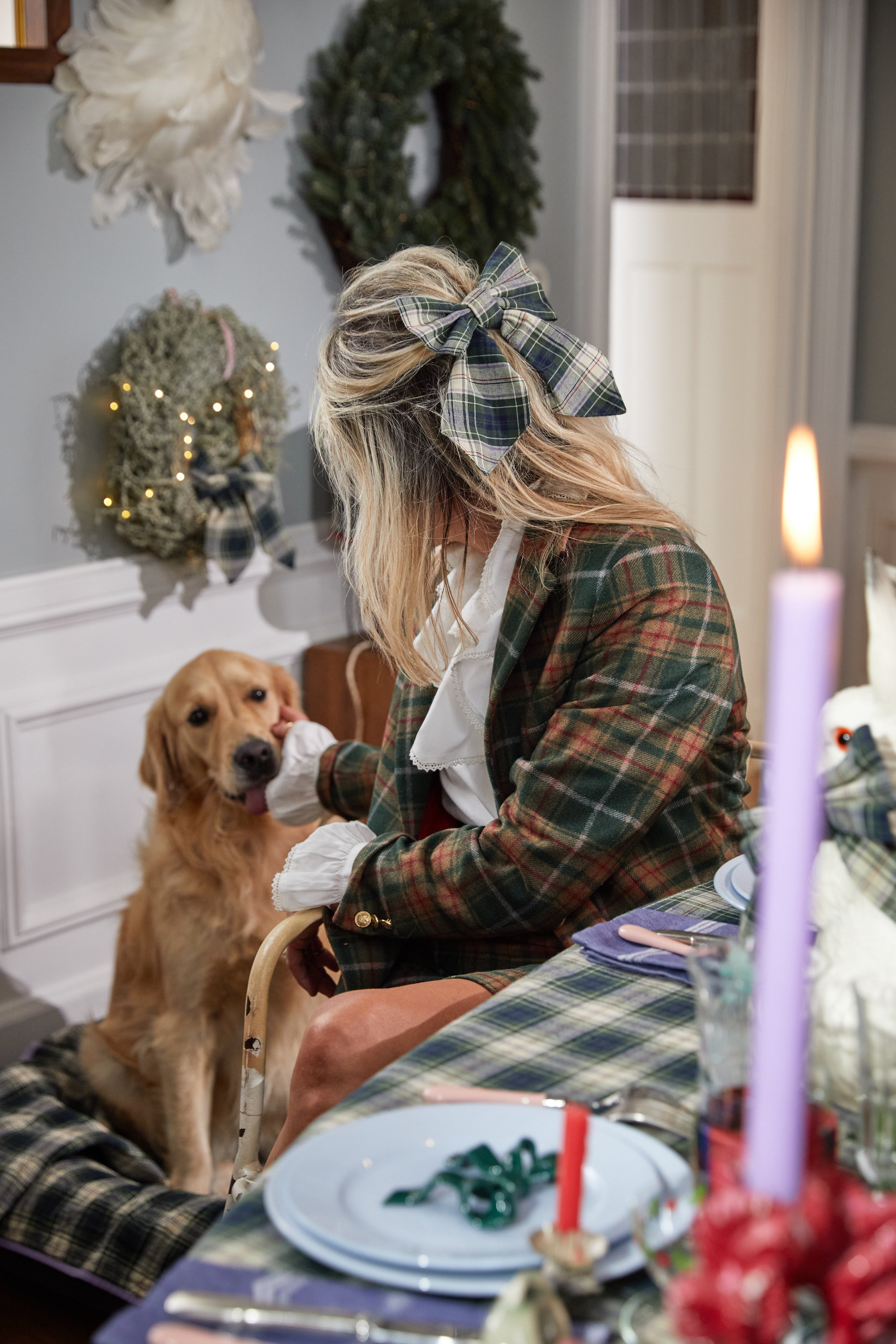 Große karierte Haarspange Stanislas - Weihnachten mit au pays de Constance