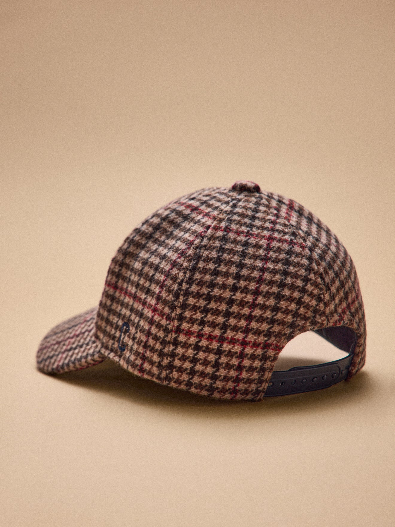 Damen-Cap aus Wollstoff mit Hahnentritt-Muster